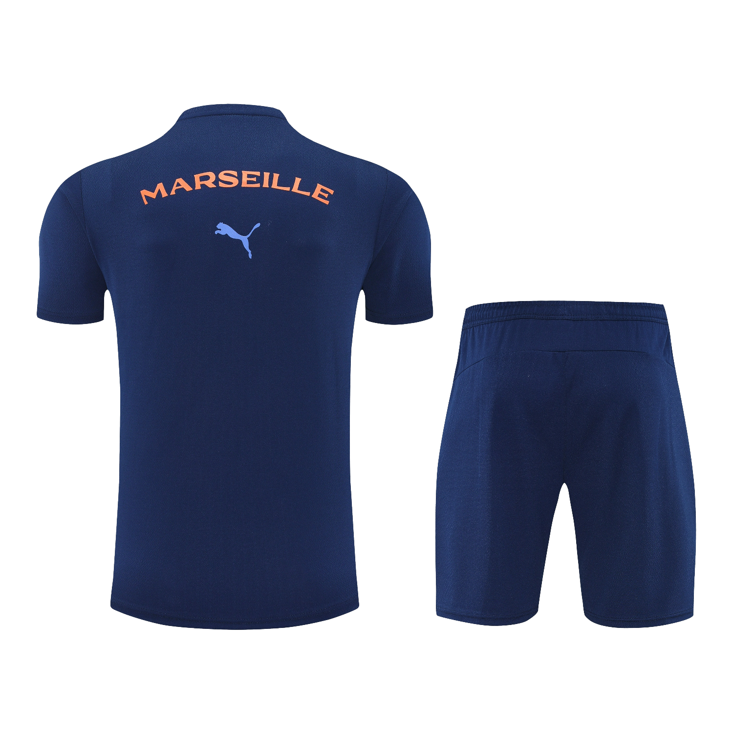foot-Marseille 25-26 Short-Sleeve Training Set - Blue Top & Blue Shorts