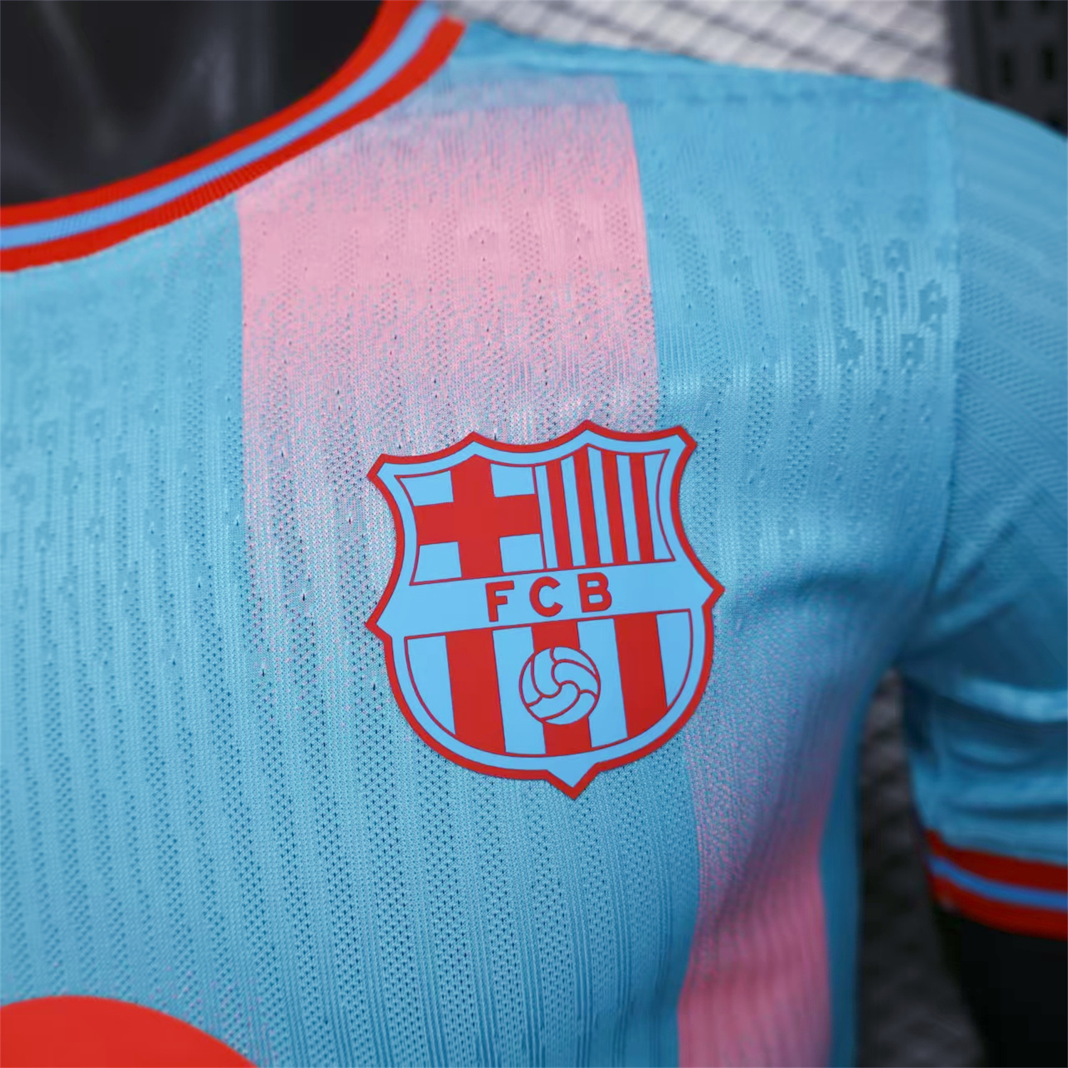 foot-Barcelona 25-26 Orange Logo Pink & Light Blue Special Jersey - Player Version