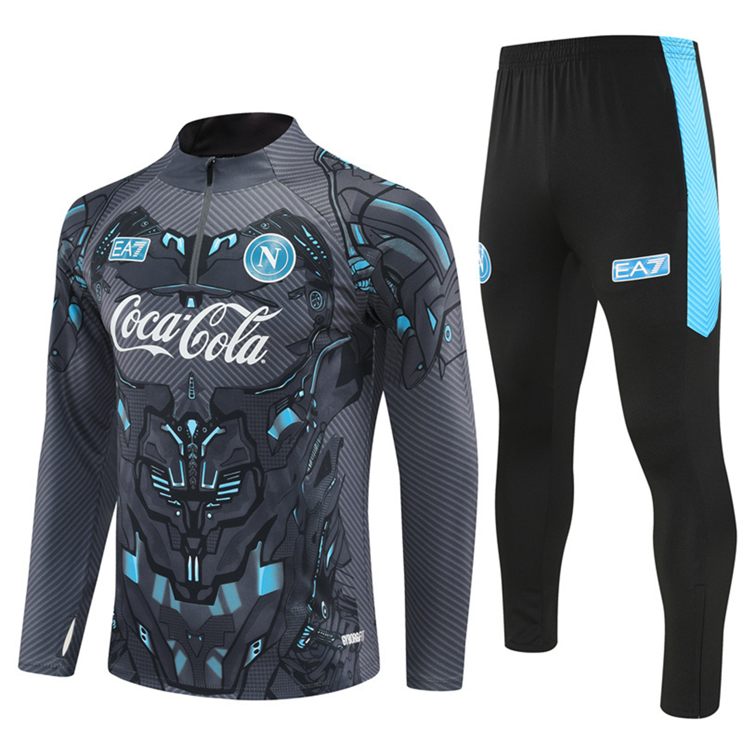 foot-Napoli 25-26 Long Sleeve Training Set - Gray Mecha Top & Black Pants