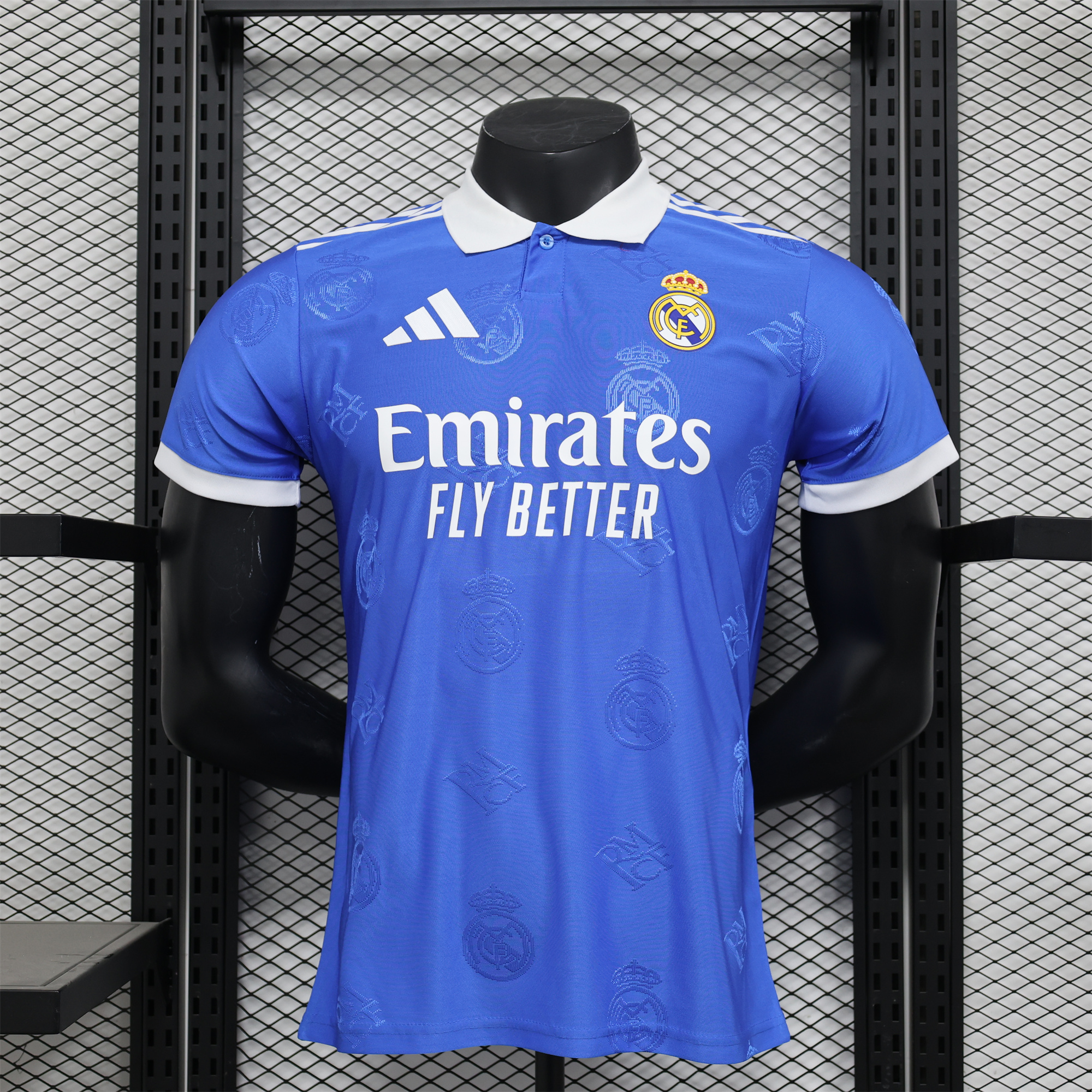 JerseysGala.com | Real Madrid 24-25 Blue LOGO Special Edition Jersey - Player Version -Customize Name, Number and Patch | Worldwide Shipping