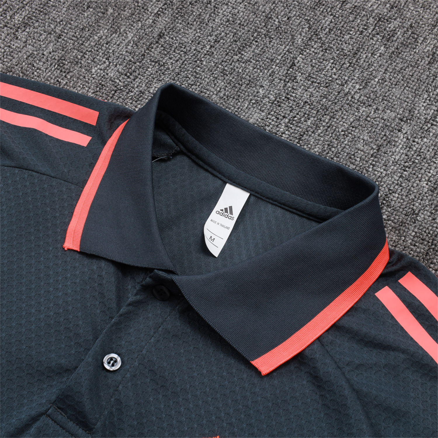 foot-Bayern Munich 25-26 POLO Short-Sleeve Training Set - Deep Grey Top and Pants with Orange Badge