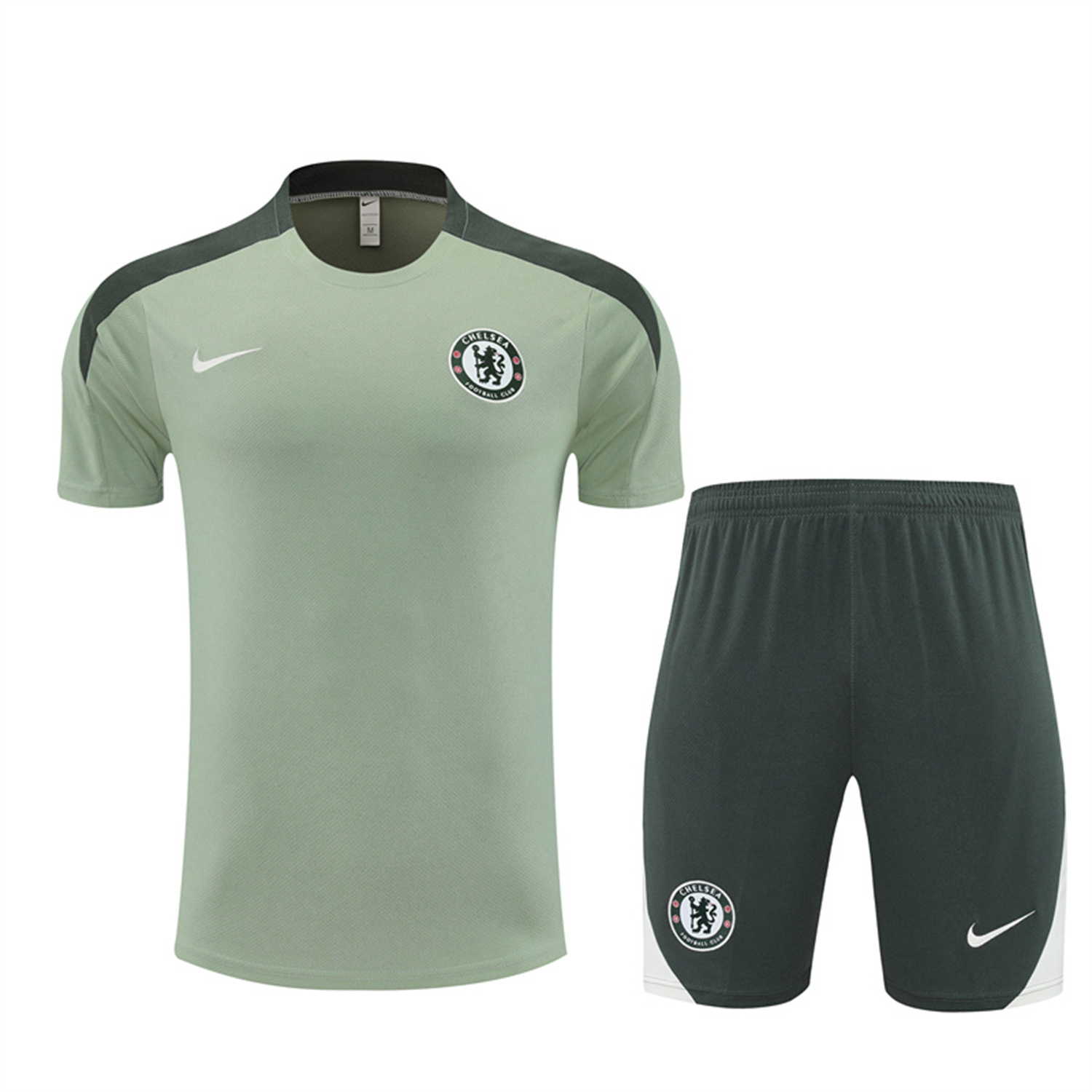 foot-C.H.E.L.S.E.A 25-26 Short-Sleeve Training Set - Light Green Top & Army Green Shorts