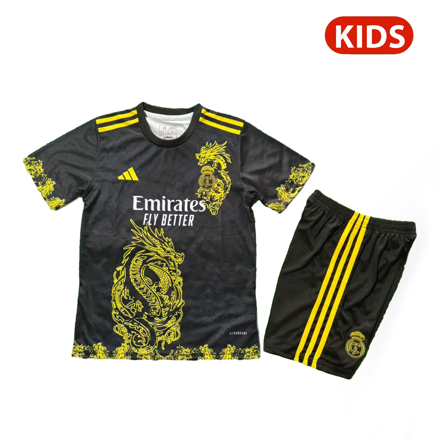 foot-Real Madrid 25-26 Yellow Dragon Black Special Kids Kit