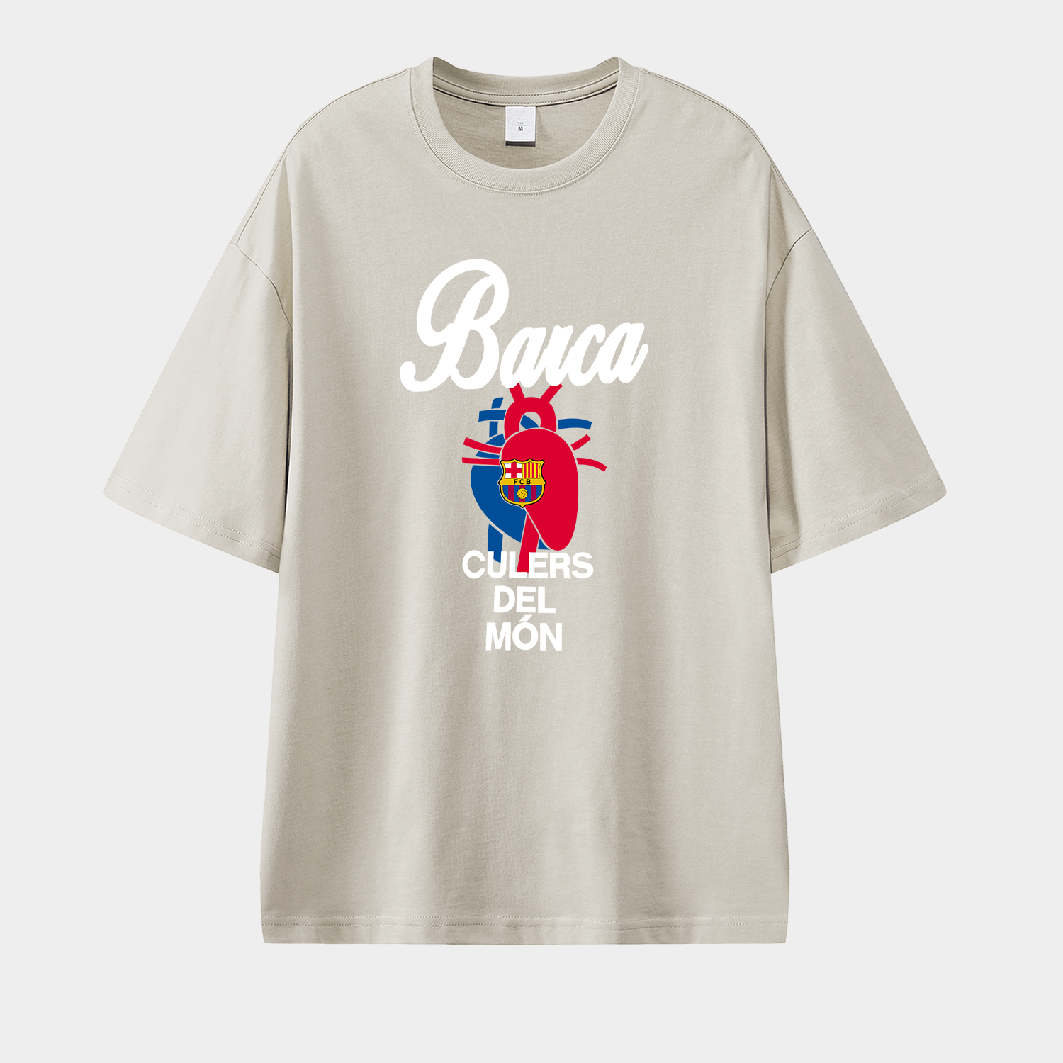 foot-Barcelona Blue & Red Heart Culers Del Mon Unisex Pure Cotton T-shirt