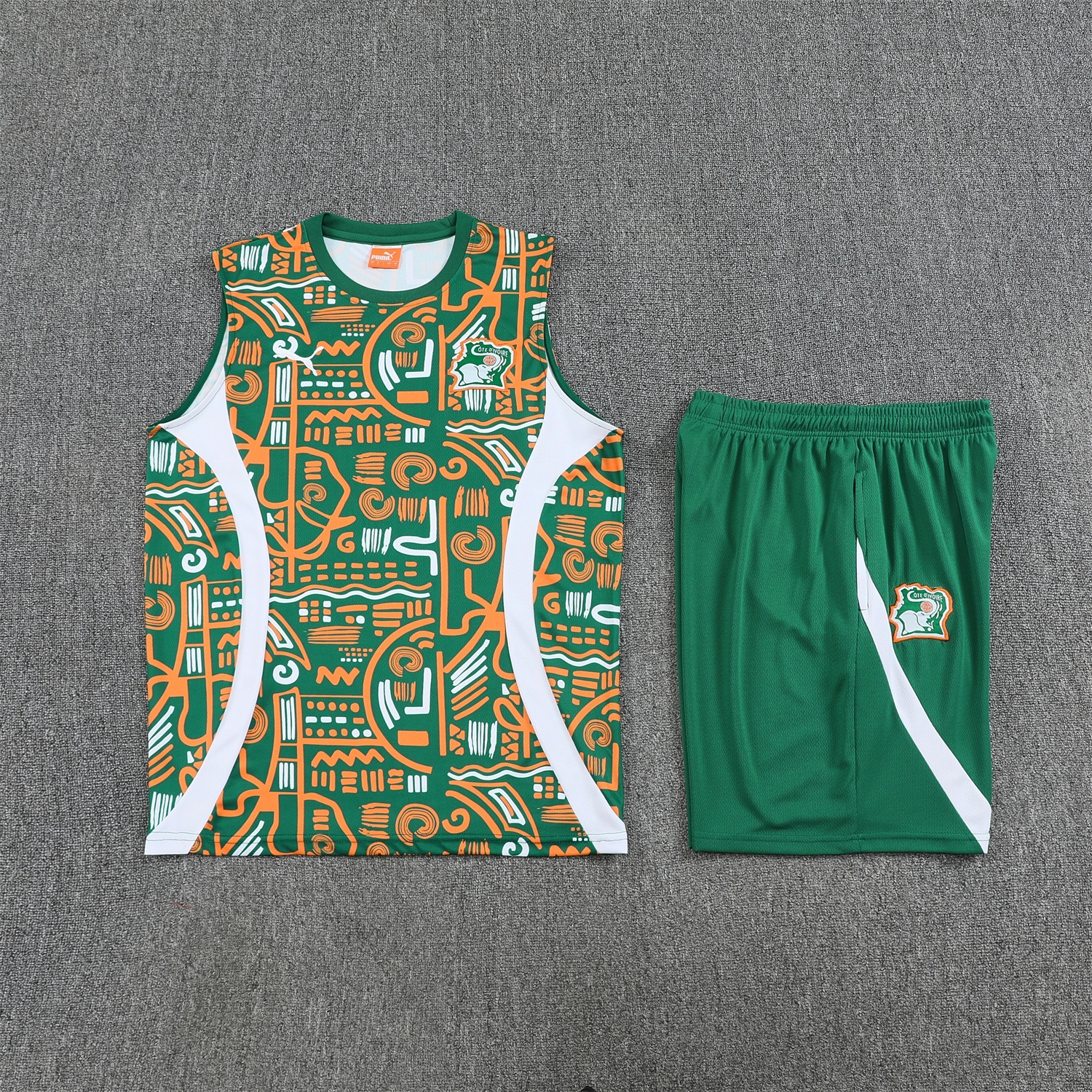 Unitedfootballkit.com | Ivory Coast 2026 Vest Training Set - Green Vest and Shorts -Customize Name, Number and Patch | Worldwide Shipping