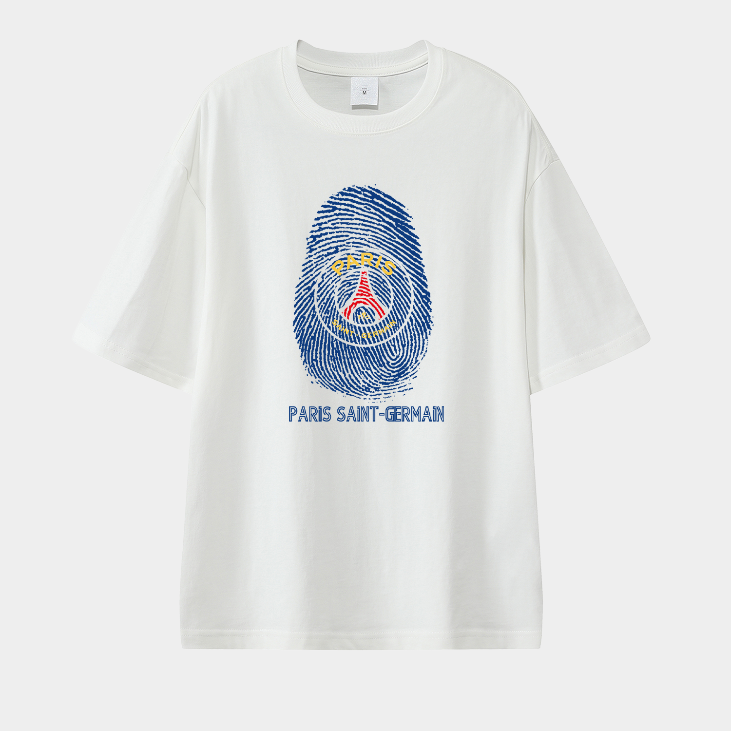 foot-Paris Saint-Germain PSG Team Logo Fingerprint Unisex Pure Cotton T-shirt