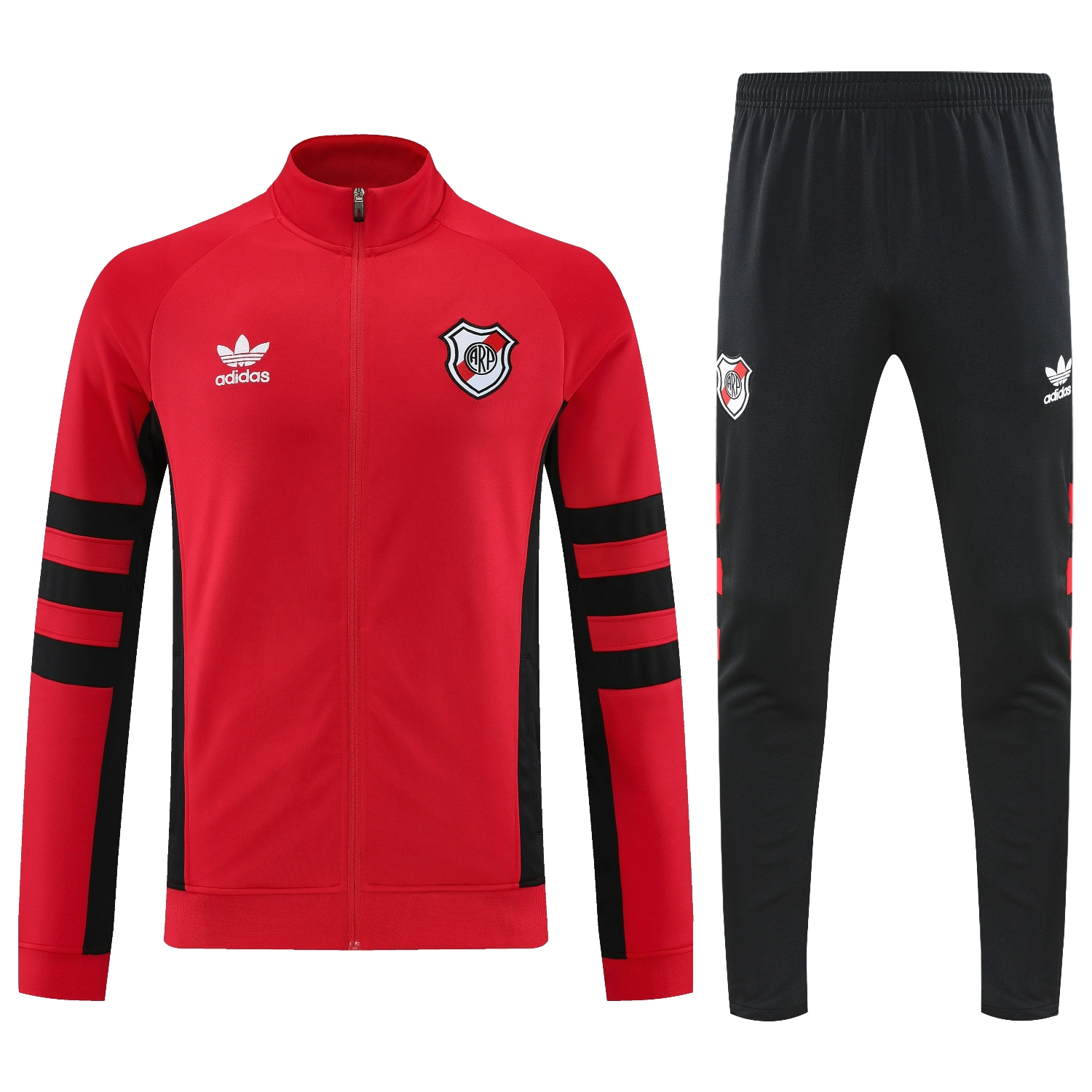 foot-River Plate 25-26 Terrace Jacket Training Tracksuit - Red Jackets & Black Pants
