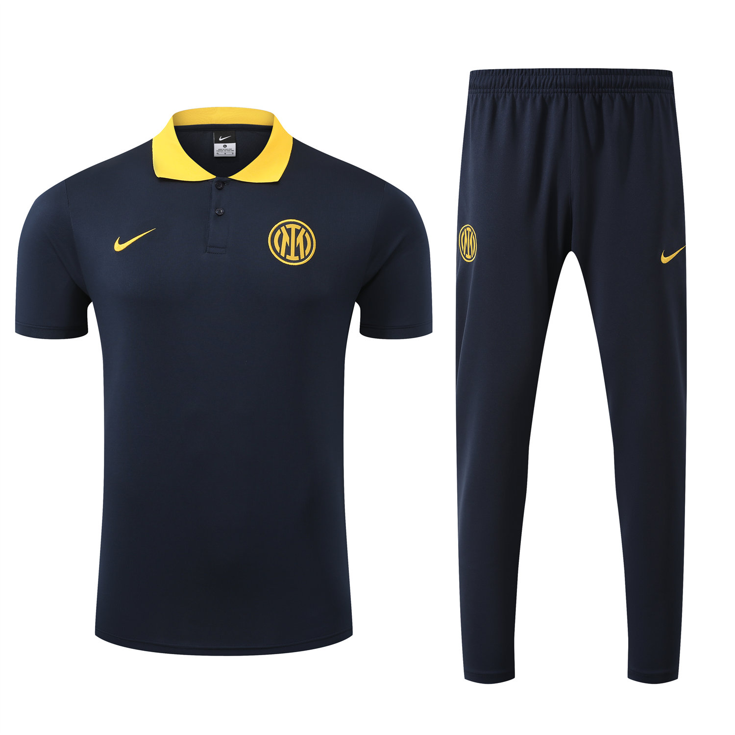 foot-Inter Milan 25-26 POLO Short-Sleeve Training Set - Black Top and Pants
