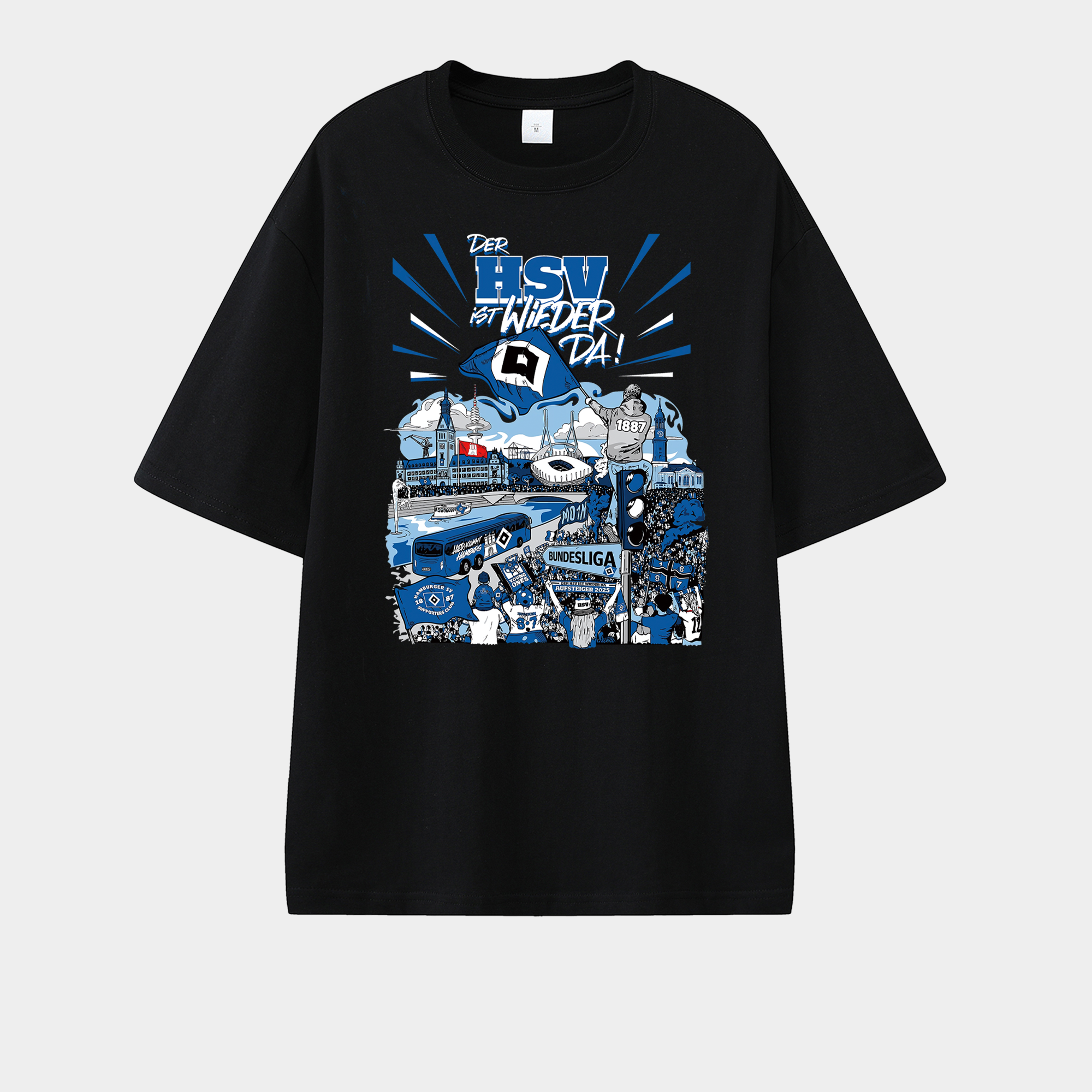 foot-Hamburger SV DER HSV IST WIEDER DA 2024-25 2. Bundesliga Champion Unisex Pure Cotton T-shirt