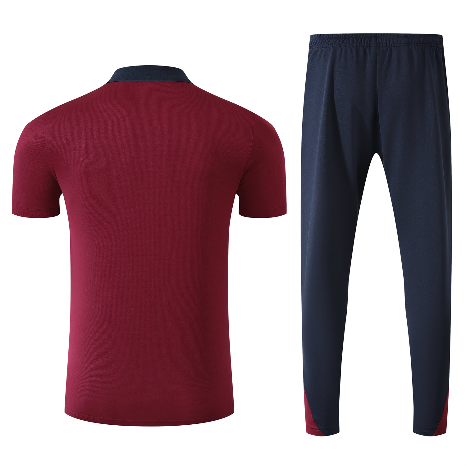 foot-England 25-26 POLO Short-Sleeve Training Set - Red Top and Deep Blue Pants