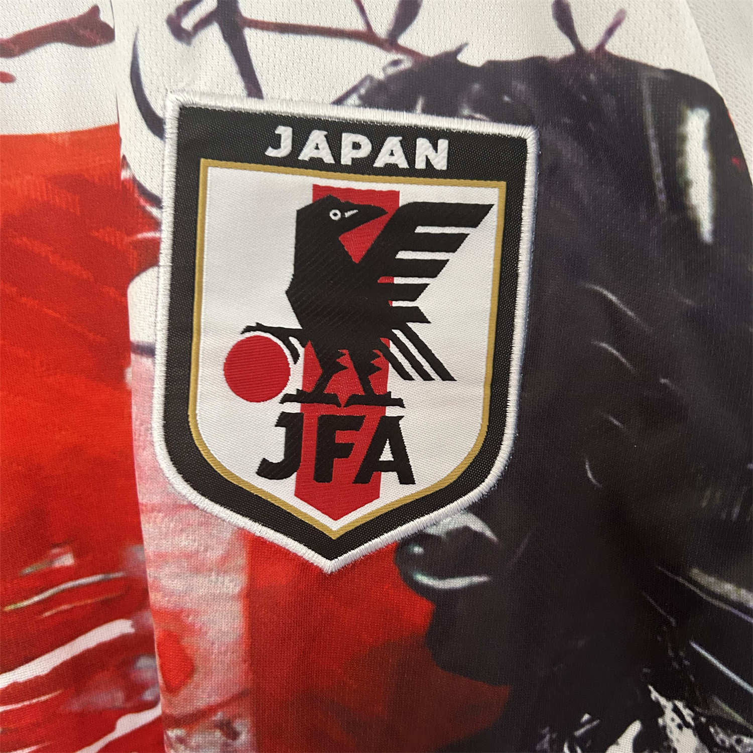 foot-Japan 25-26 Black Samurai Silhouette White Jersey - Fans Version
