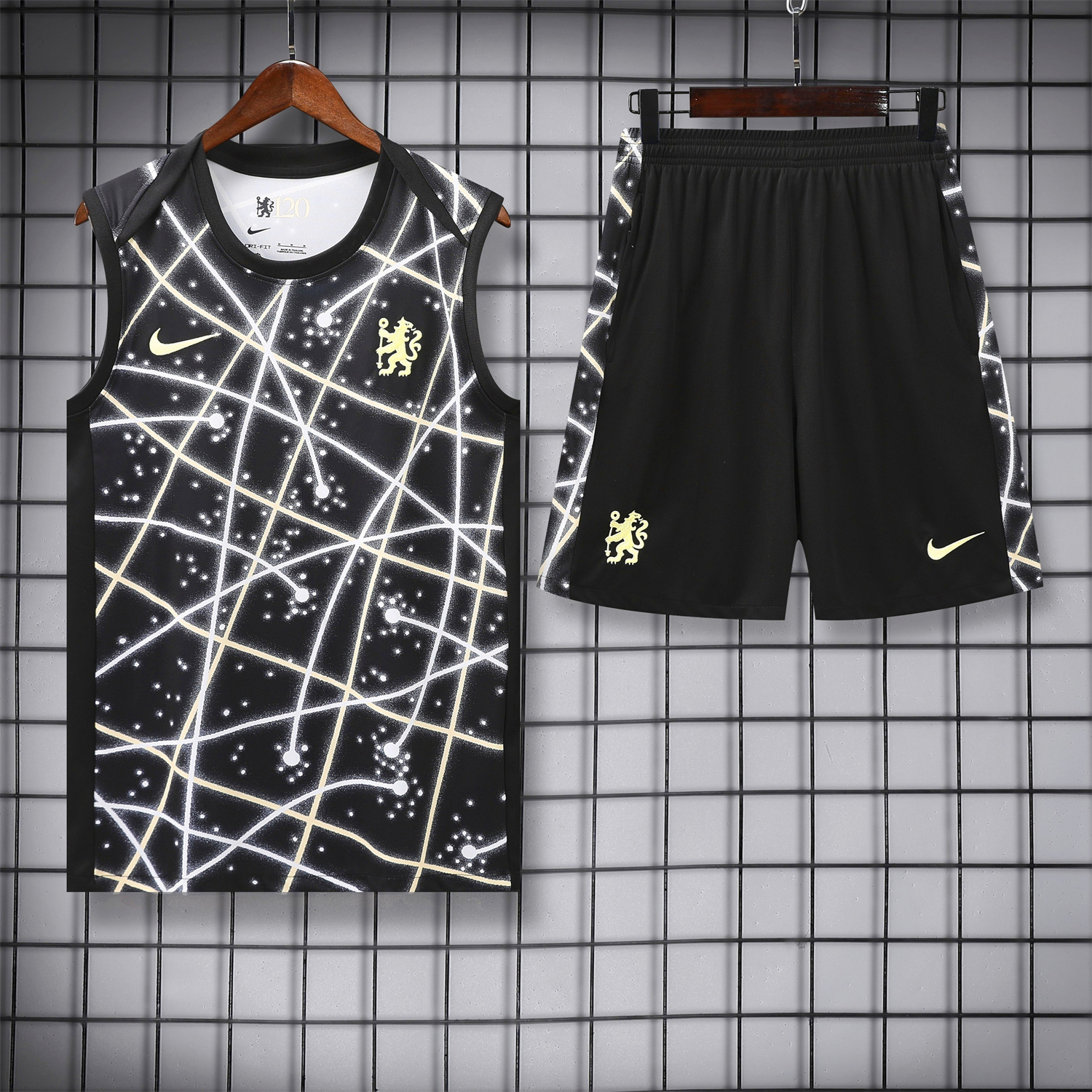 foot-C.H.E.L.S.E.A 25-26 Vest Training Set - Yellow Fluorescent Rays Black Vest & Black Shorts