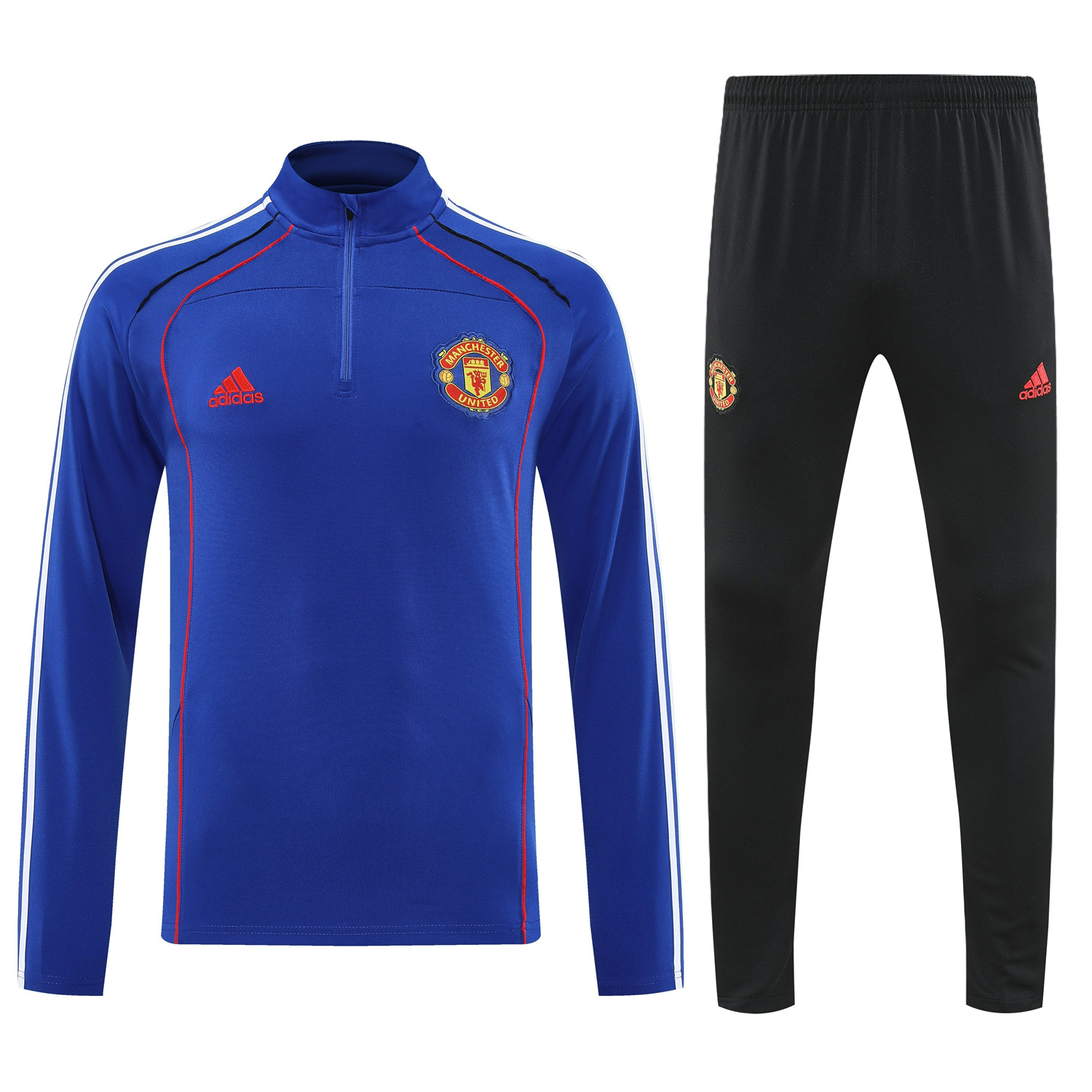 foot-Manchester United 25-26 Long Sleeve Training Set - Blue Top and Black Pants