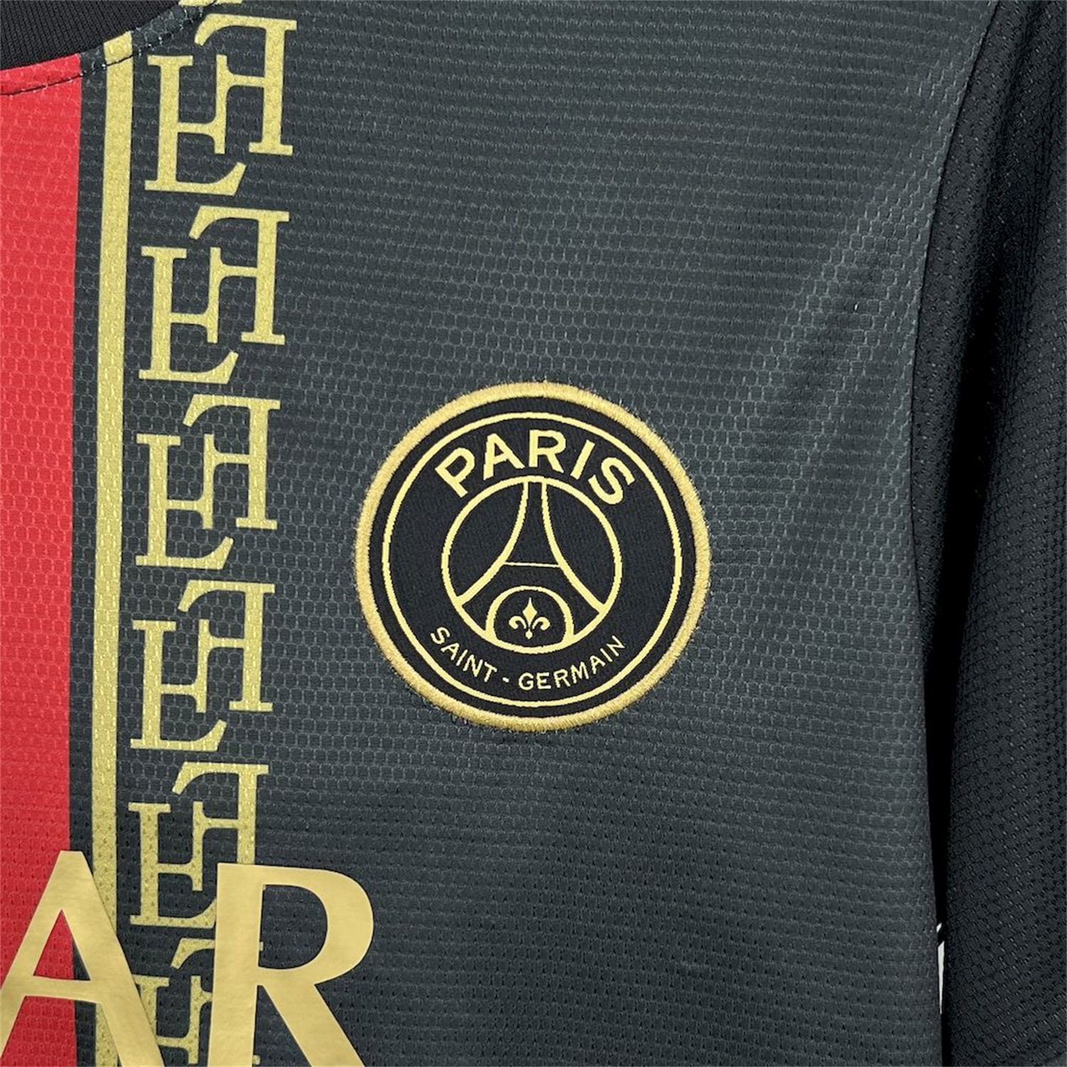 foot-Paris Saint-Germain PSG 25-26 Red White Stripes Black Jersey - Fans Version