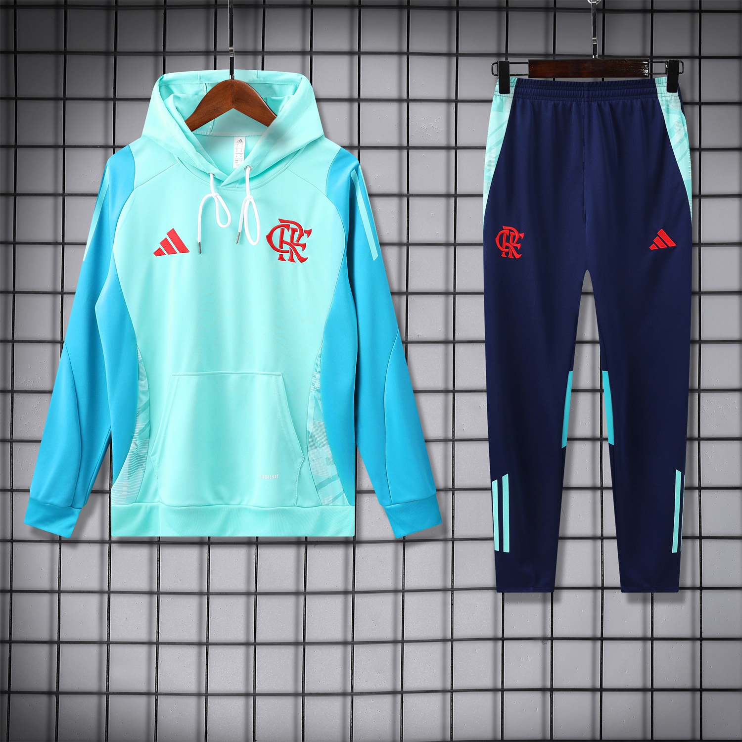 foot-Flamengo 25-26 Traning Hoodie Set - Light Blue With Royal Blue