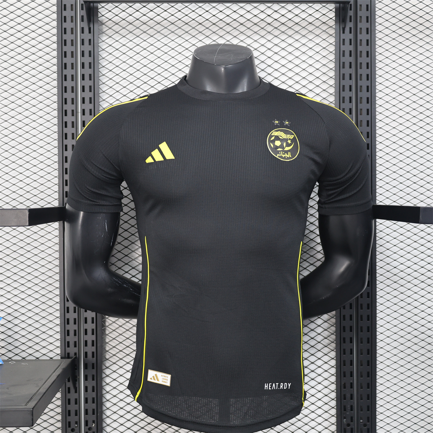 foot-Algeria 25-26 Pure Black Jersey with Yellow Line - Player Version