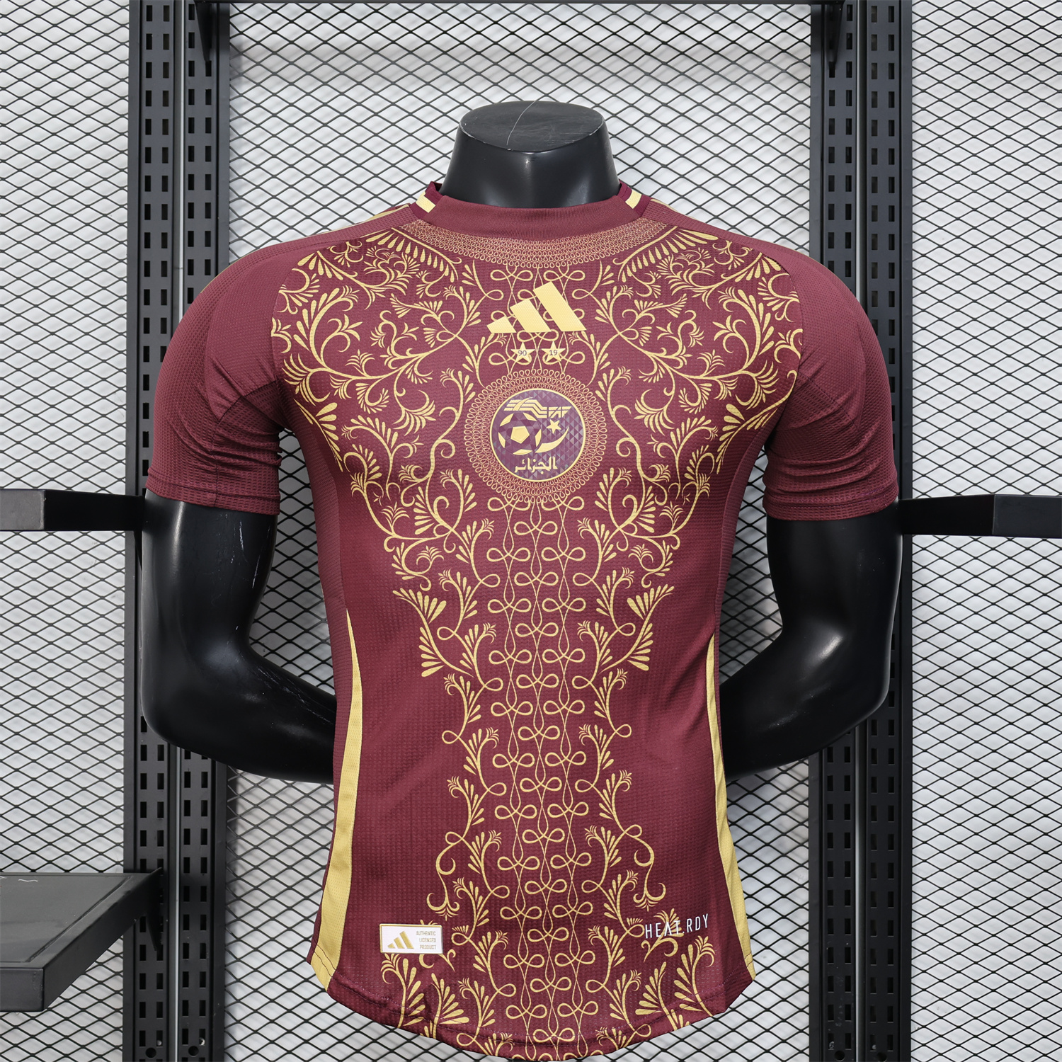 foot-Algeria 25-26 Burgundy Jersey with Chest Pattern Decoration - Player Version
