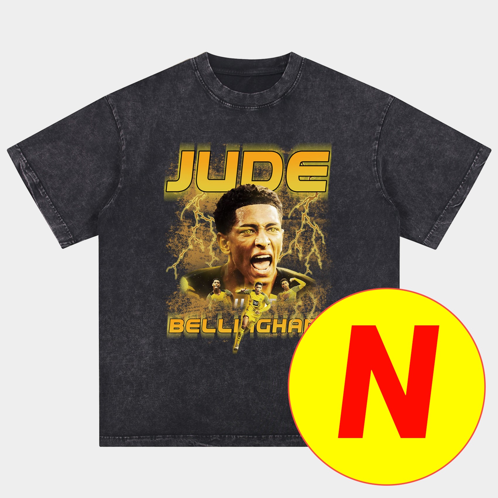 foot-Bellingham Real Madrid England 24-25 25-26 Oversized Washed T-Shirt