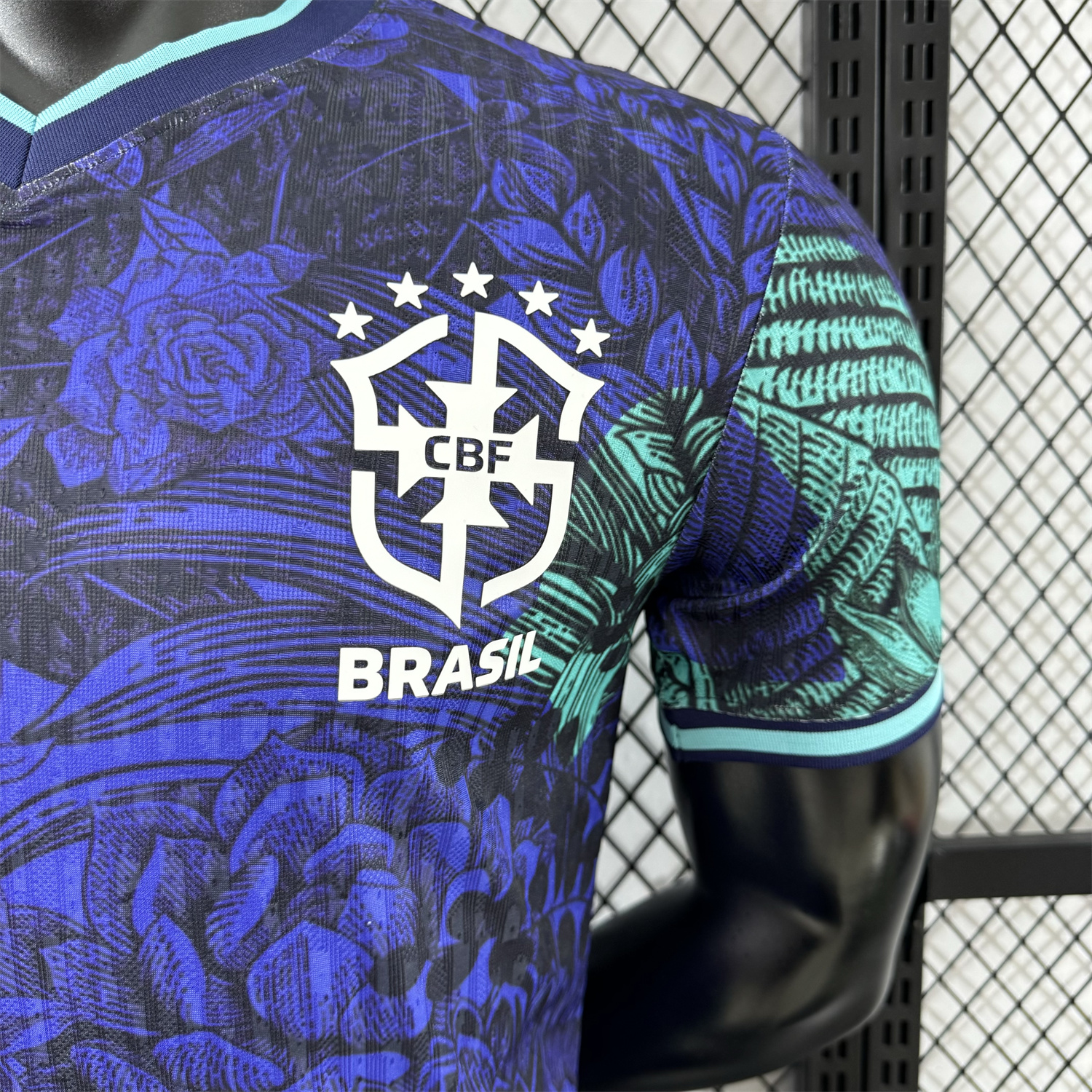 foot-Brazil 25-26 Blue Flowers and Leaves Jersey - Player Version