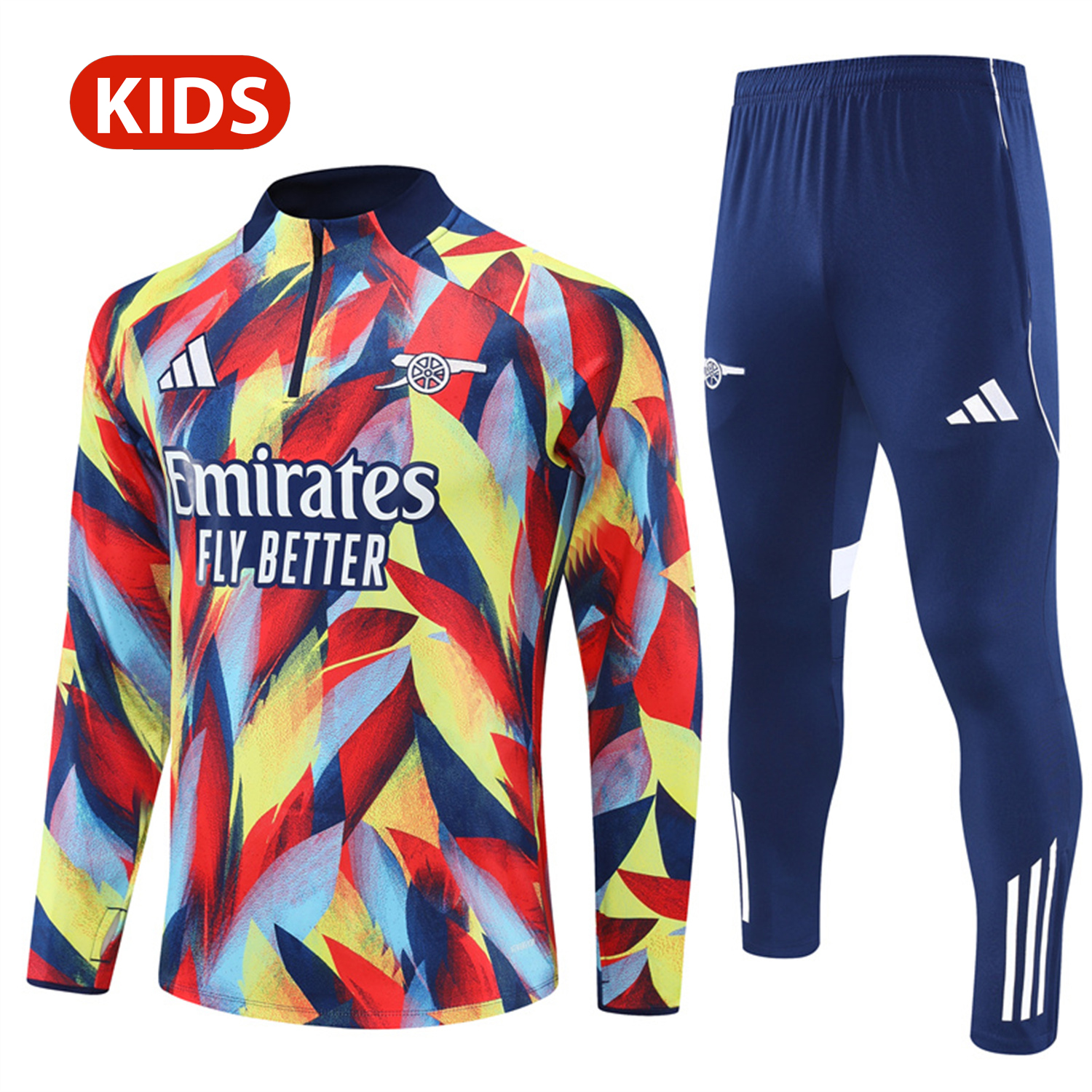 foot-Arsenal 25-26 Kid Long Sleeves Training Set - Colorful Camouflage Top & Royal Blue Pants