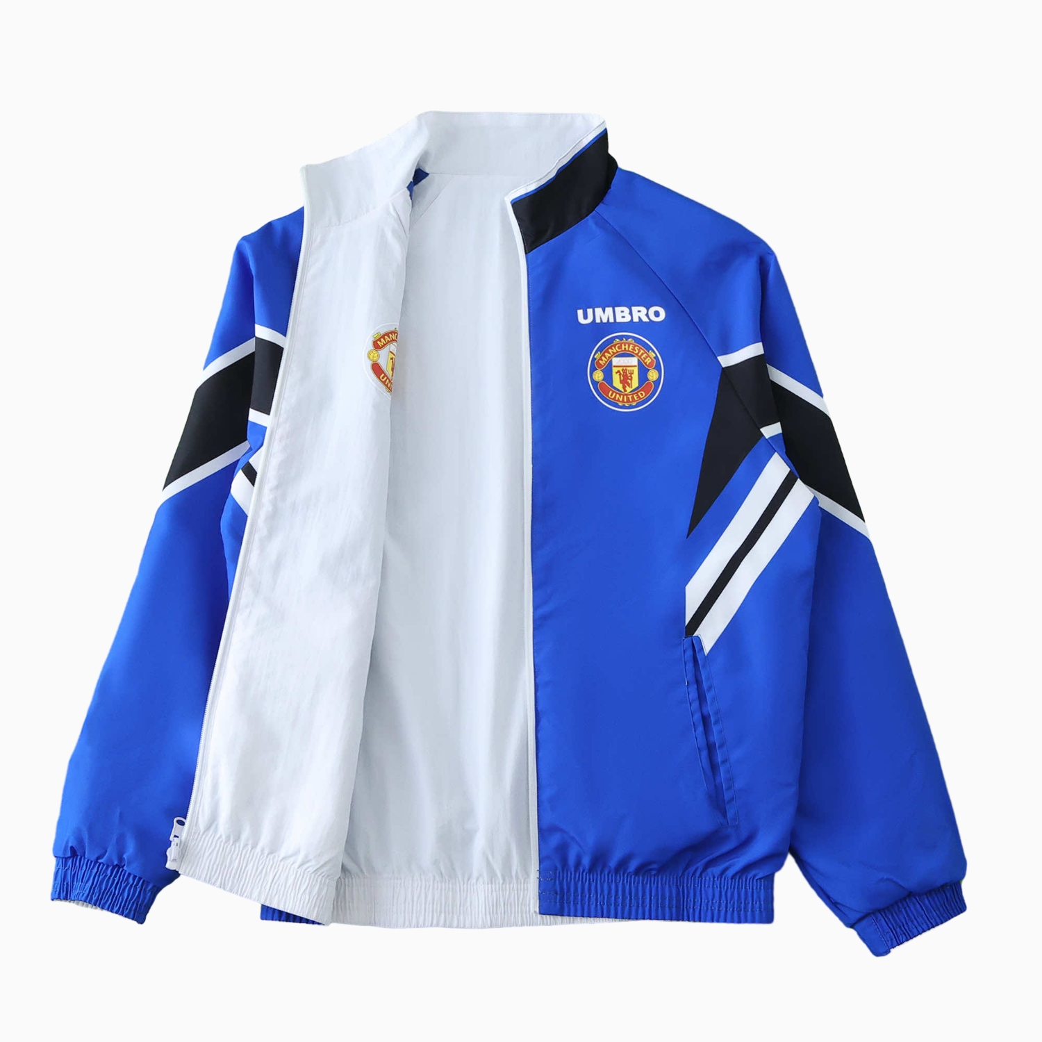 foot-Retro Manchester United 1996 Double Sided Reversible Windbreaker - Blue & Green