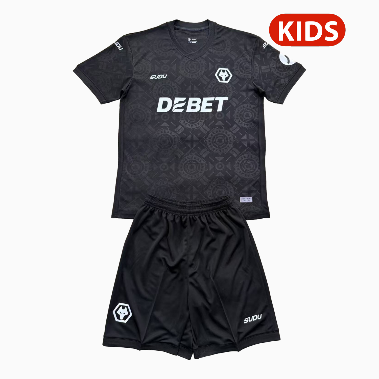 foot-Wolverhampton Wanderers Wolves 25-26 Black Goalkeeper Kids Kit