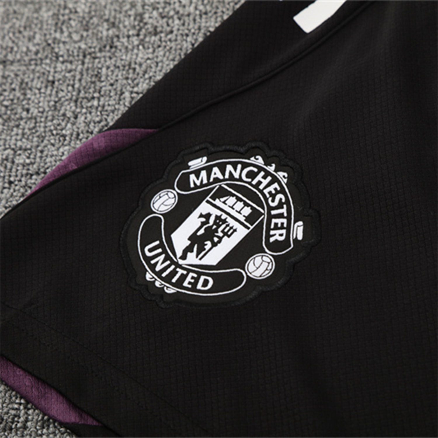 foot-Manchester United 25-26 Kids Short-Sleeve Training Set - White Purple Top & Black Shorts