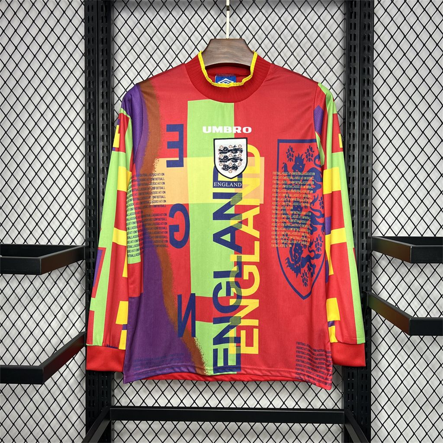 foot-Retro England 1996 Red Goalkeeper Long Sleeve Jersey
