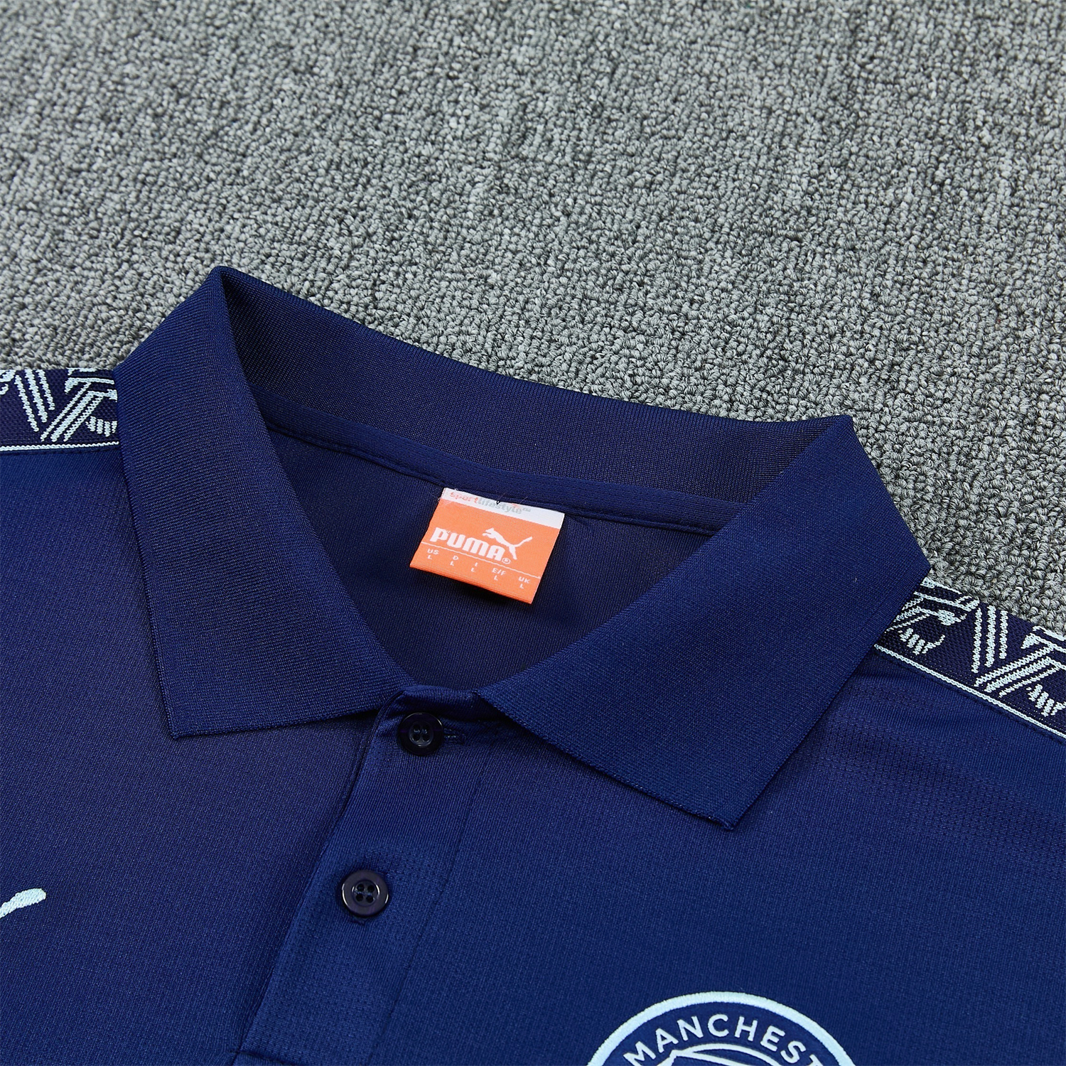 Unitedfootballkit.com | Manchester City 25-26 POLO Short-Sleeve Training Set - Dark Blue Top and Pants -Customize Name, Number and Patch | Worldwide Shipping