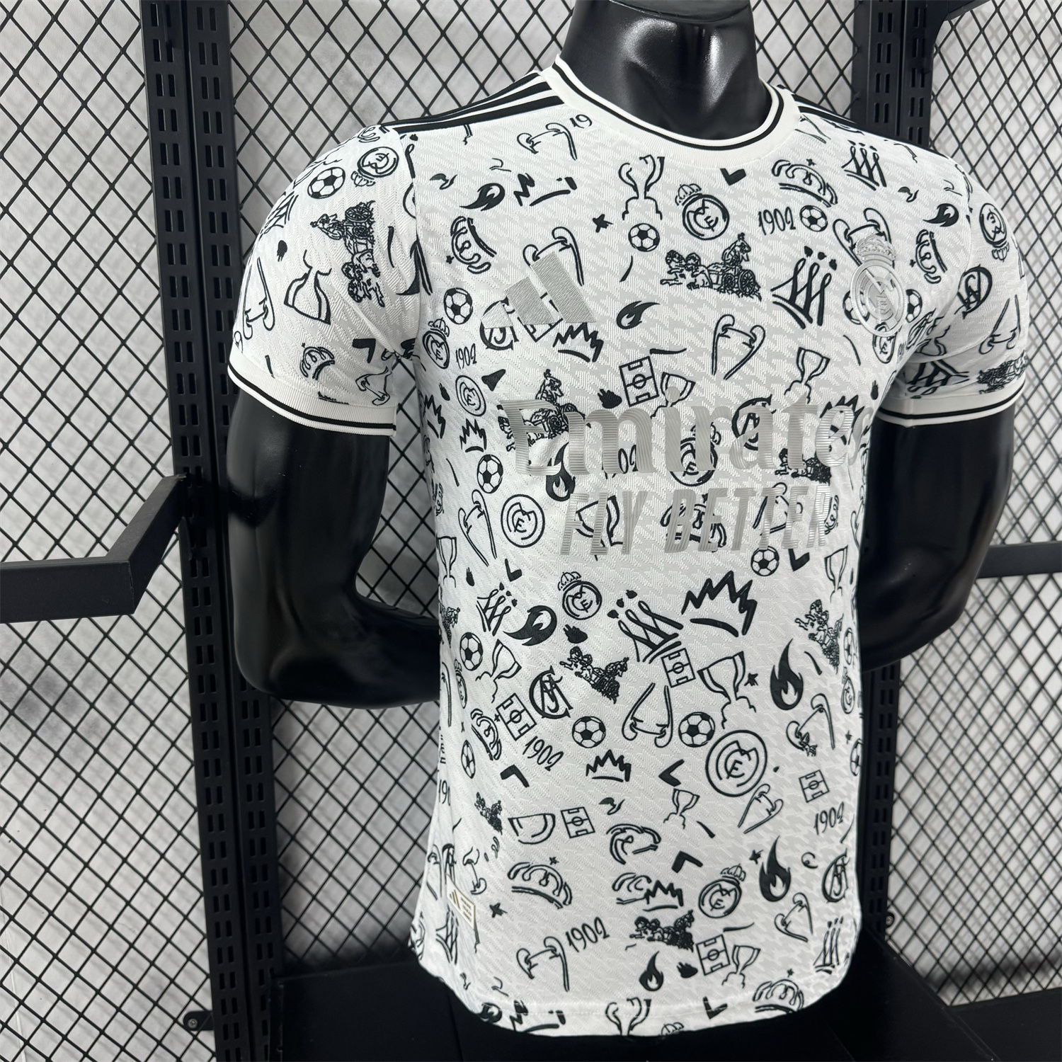 foot-Real Madrid 25-26 White Special Jersey with Black Emoji Icons - Player Version