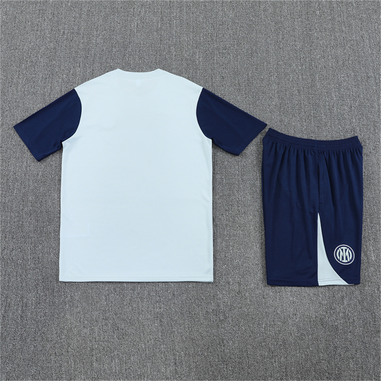 foot-Inter Milan 25-26 Short-Sleeve Training Set - Light Grey Top & Blue Shorts