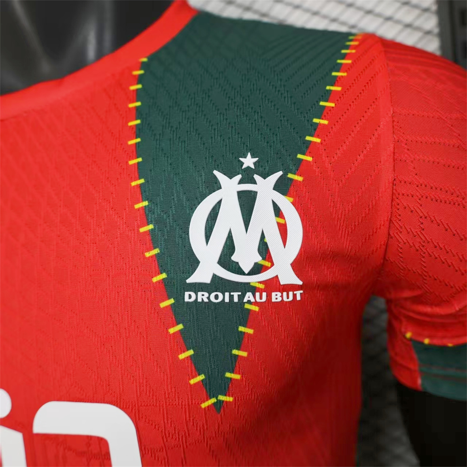 SIUjerseys-Marseille 25-26 Dark Green And Red Jersey -Player Version