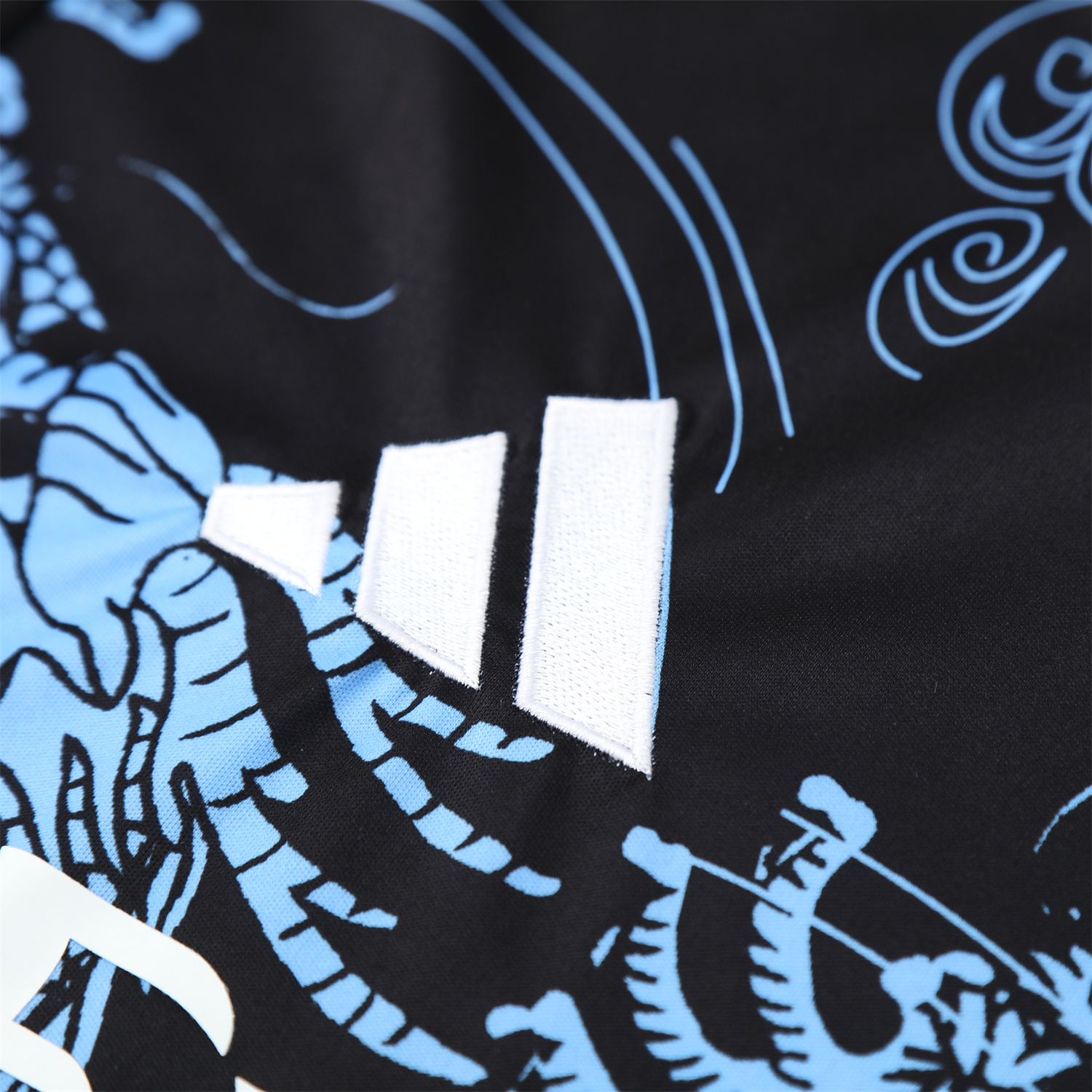 foot-Real Madrid 25-26 Short-Sleeve Training Set - Blue Black Dragon Top & Black-White Shorts