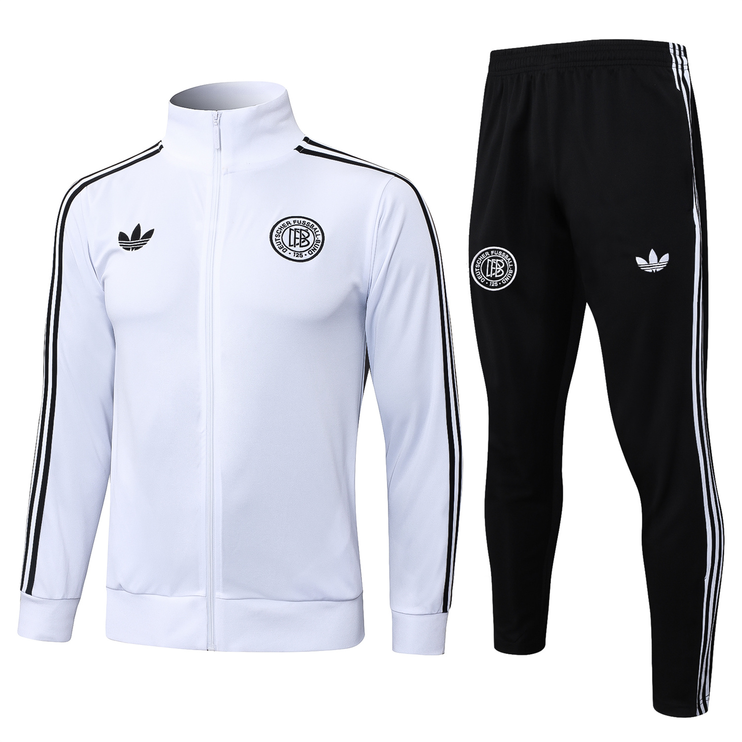 foot-Germany 25-26 125th Anniversary Jacket Training Tracksuit - White Jackets & Black Pants