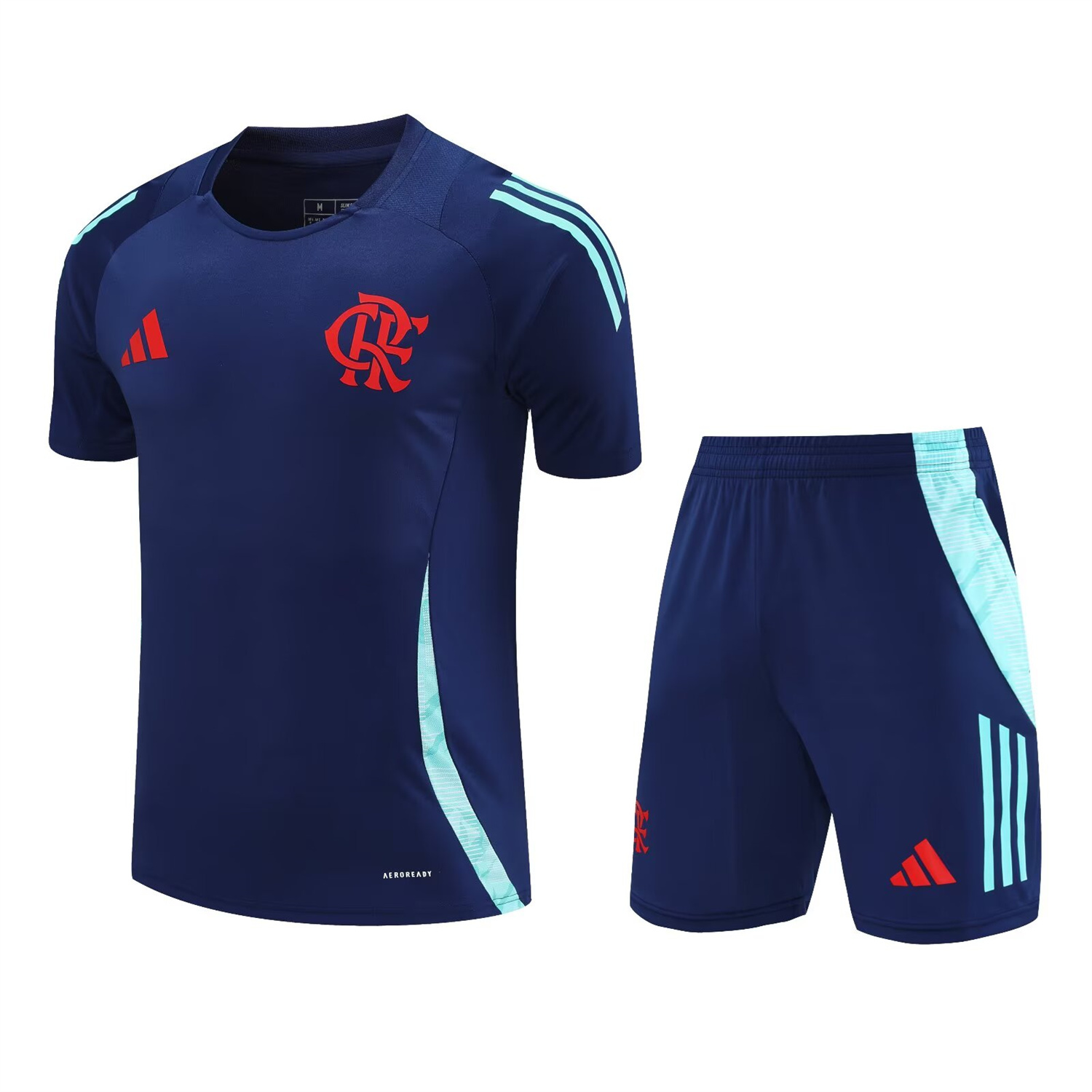 foot-Flamengo 25-26 Short-Sleeve Kids Training Set - Royal Blue With Royal Blue