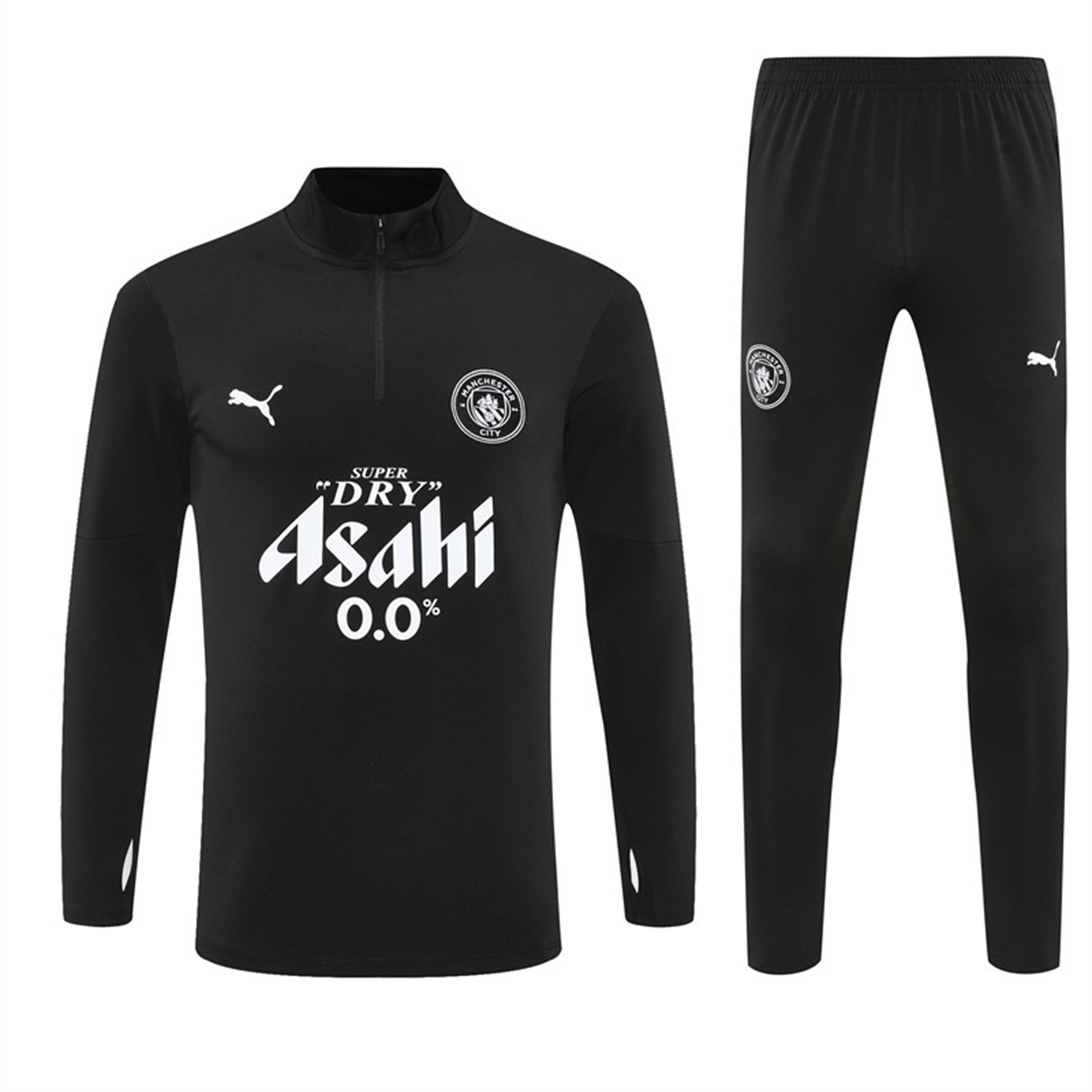foot-Manchester City 25-26 Kids Long Sleeve Training Set - Black Top & Black Pants