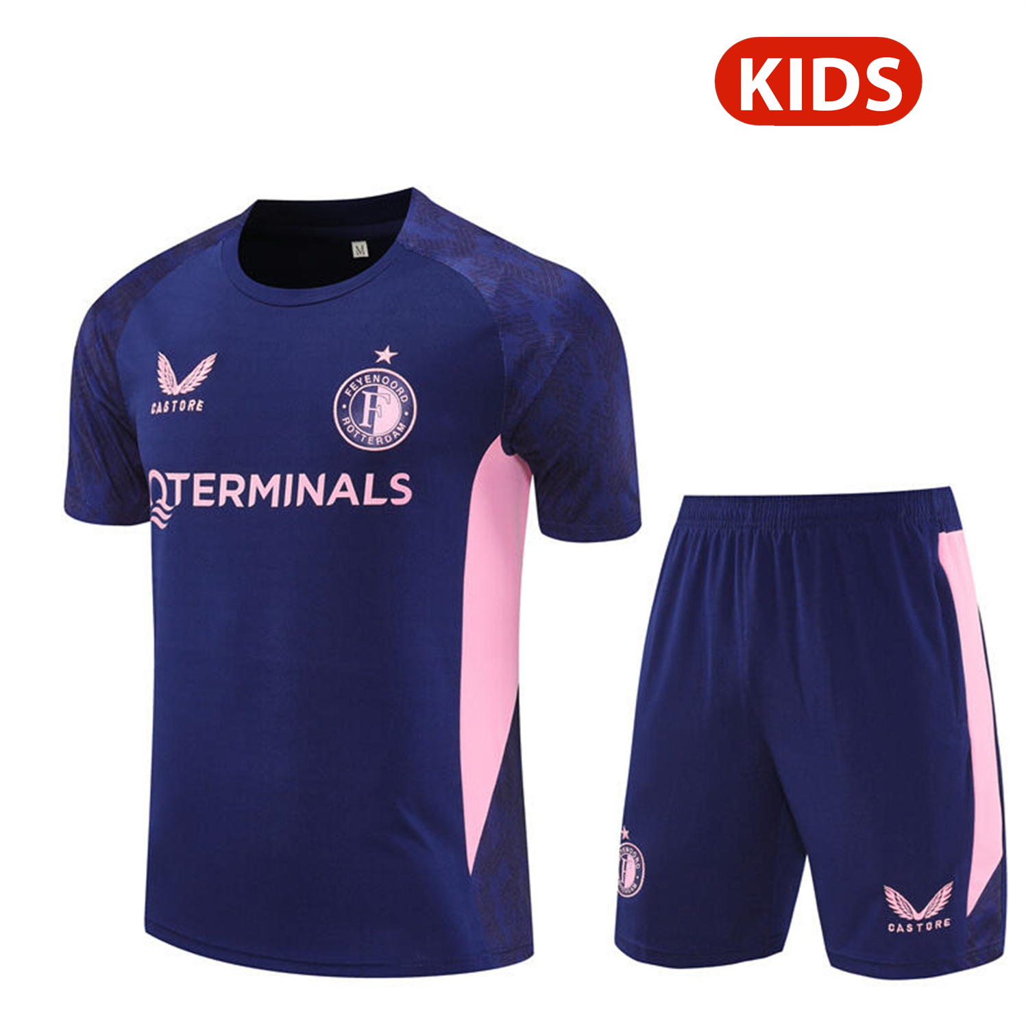 foot-Feyenoord 25-26 Kids Short-Sleeve Training Set - Royal Blue Top & Royal Blue Shorts