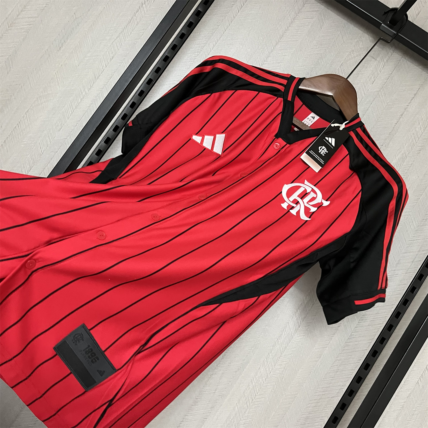 foot-Flamengo 25-26 Red Baseball Jersey with Black Stripes