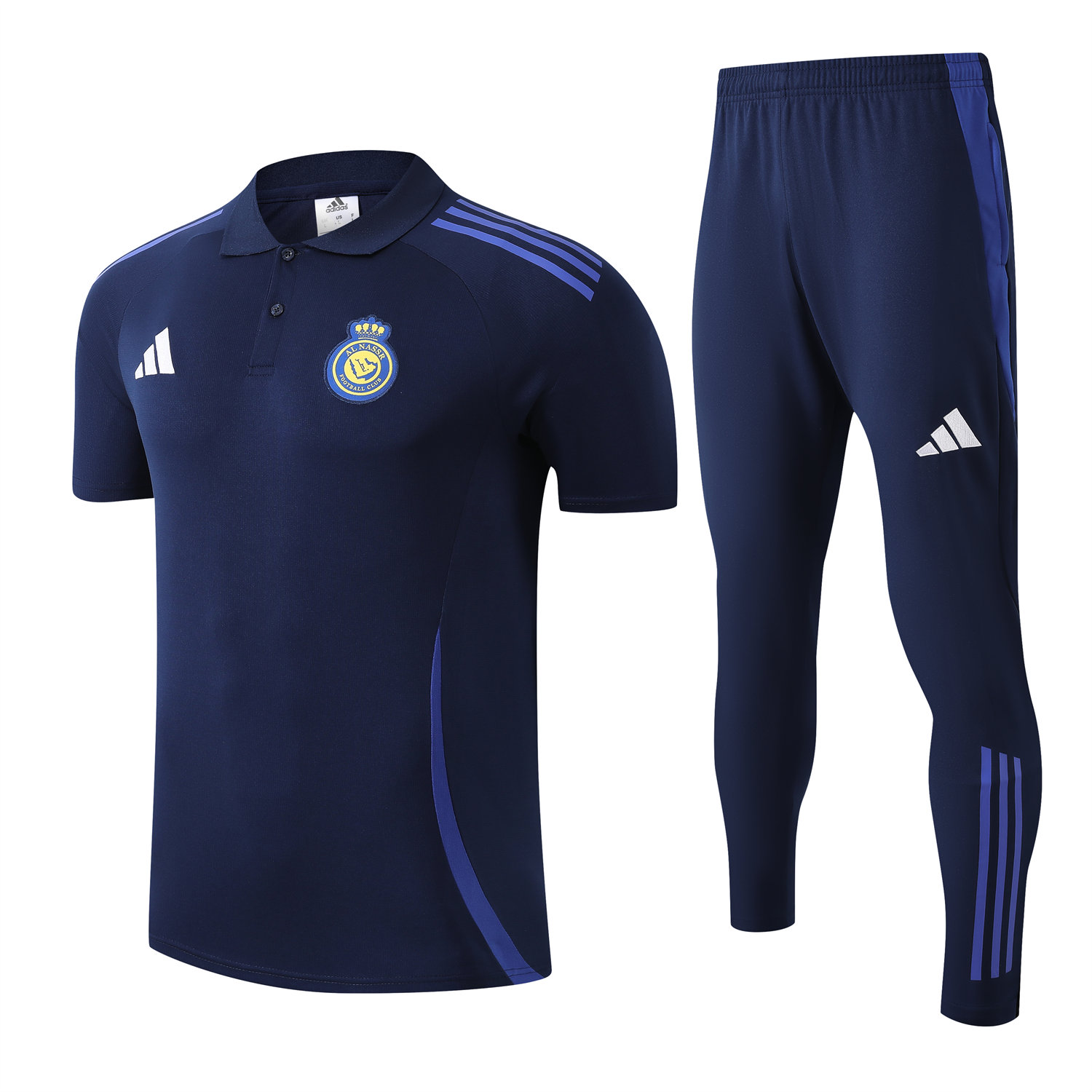 foot-Al Nassr Riyadh Victory 25-26 POLO Short-Sleeve Training Set - Deep Blue Top and Pants