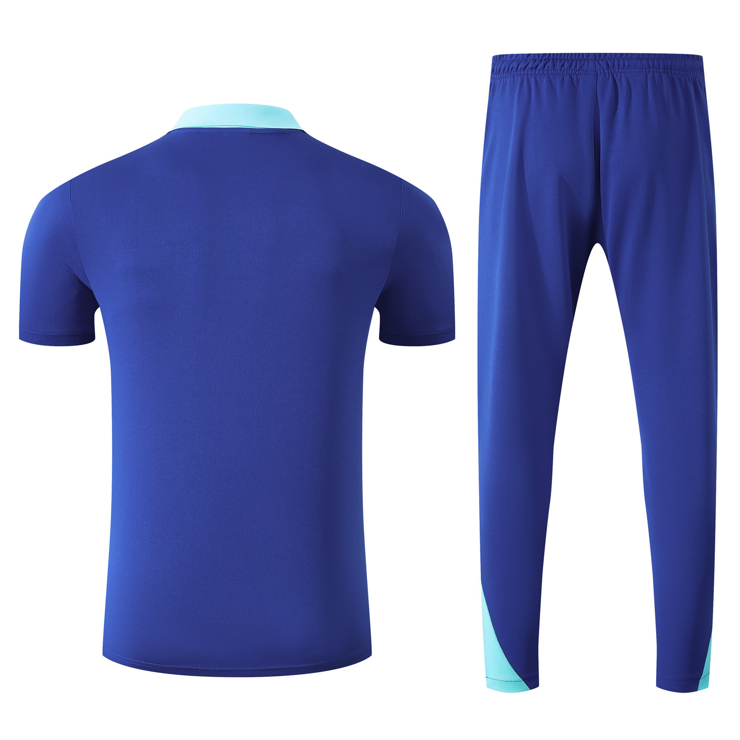 foot-Brazil 25-26 POLO Short-Sleeve Training Set - Blue Top and Pants