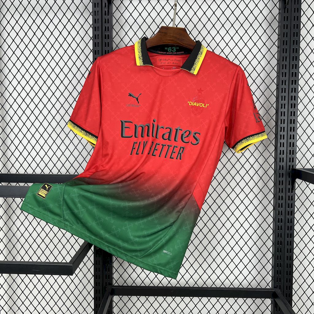 ManixJersey.com | AC Milan 24-25 Red Green “Diavoli” Special Edition Jersey - Fans Version -Customize Name, Number and Patch | Worldwide Shipping