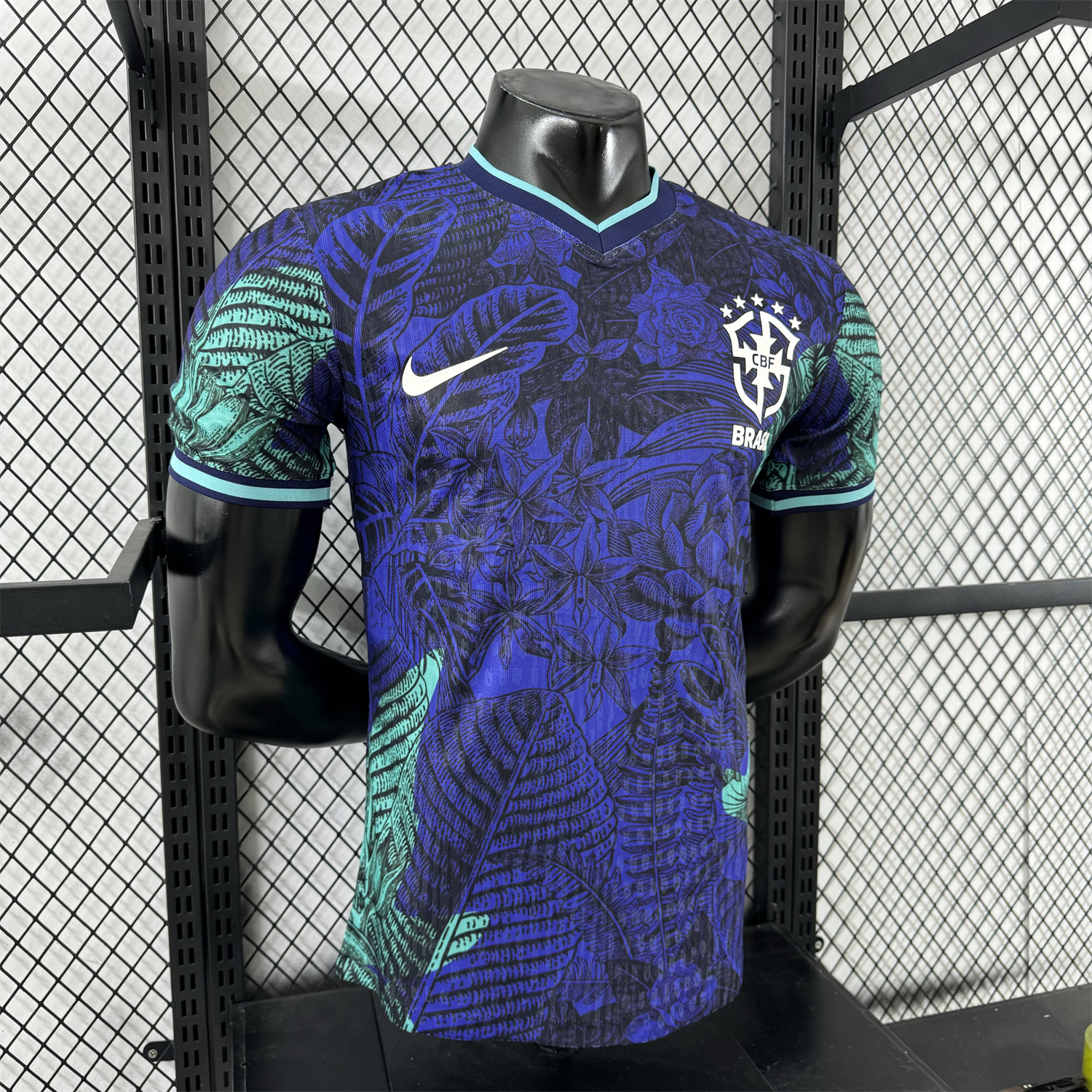 foot-Brazil 25-26 Blue Flowers and Leaves Jersey - Player Version