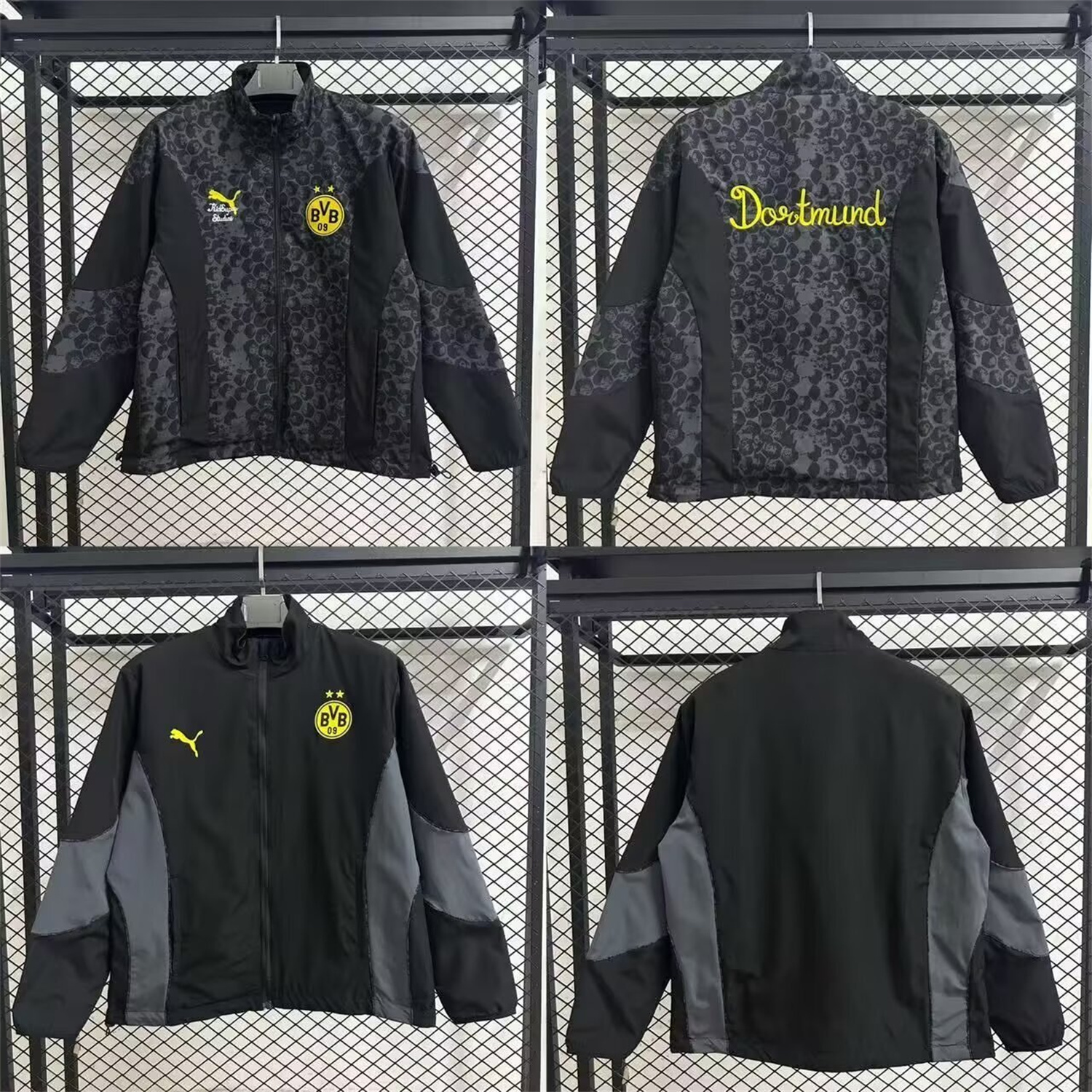 foot-Dortmund 25-26 Black and Gray Double-Sided Training Windbreaker Jacket
