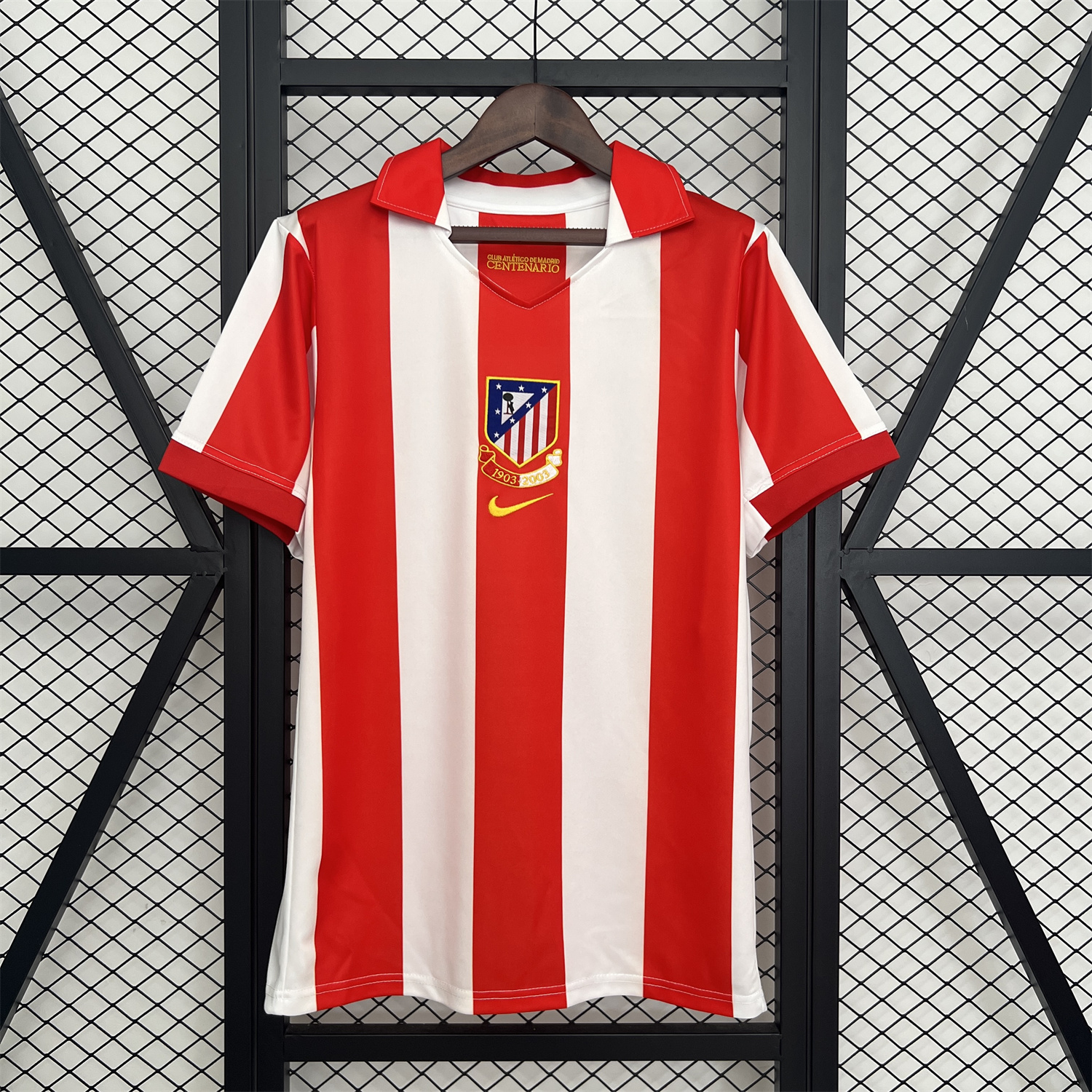 foot-Retro Atletico Madrid 2003-04 Home Centenary Special Jersey