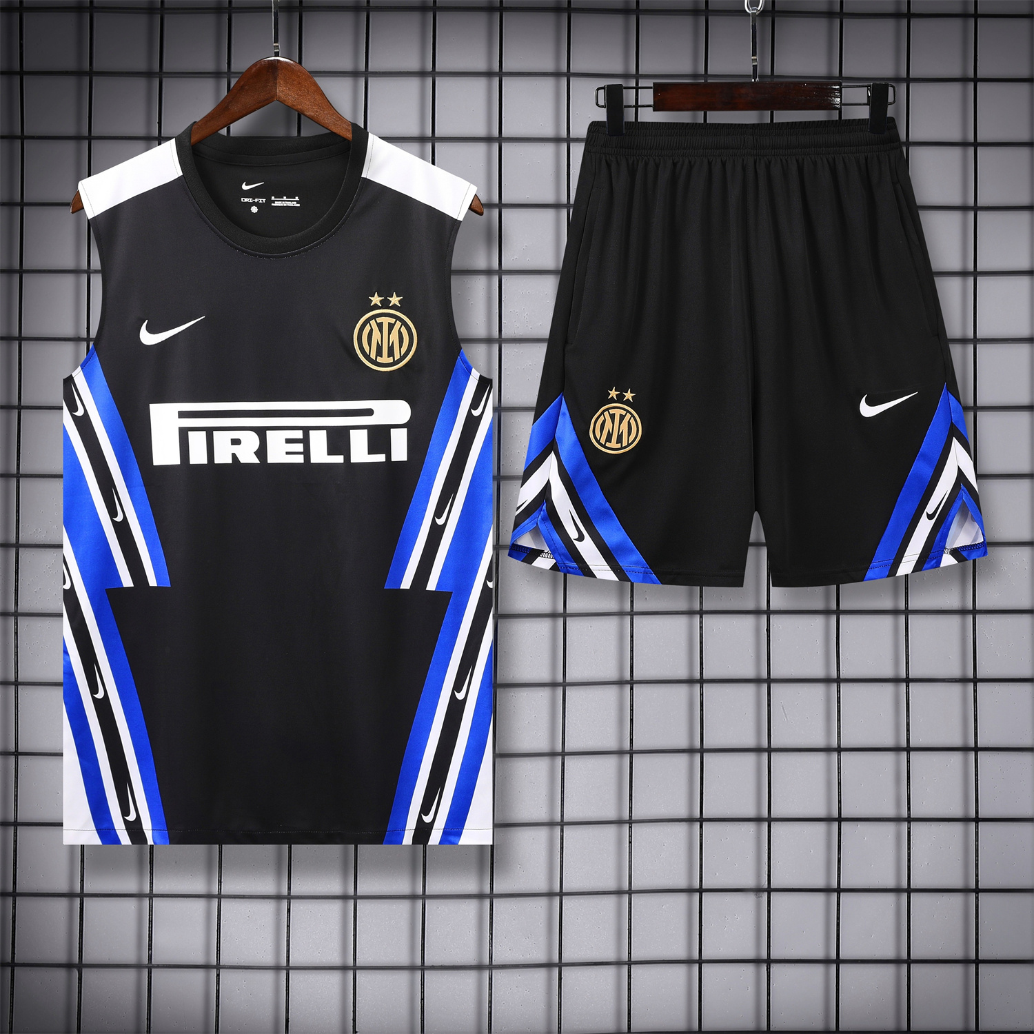 foot-Inter Milan 25-26 Vest Training Set - Black Vest & Black Shorts