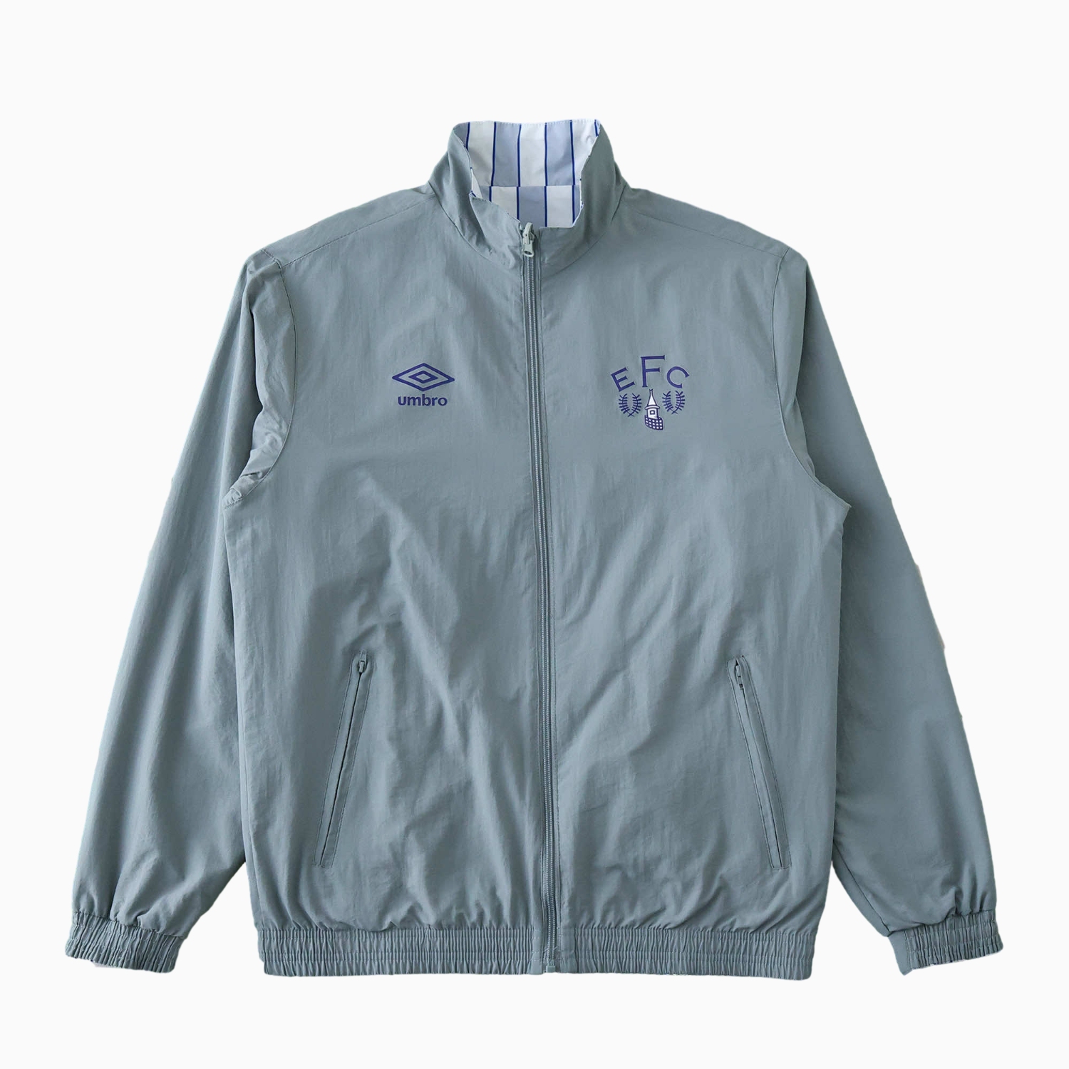 foot-Everton 1988-89 Retro Style Double Sided Reversible Windbreaker - White & Grey