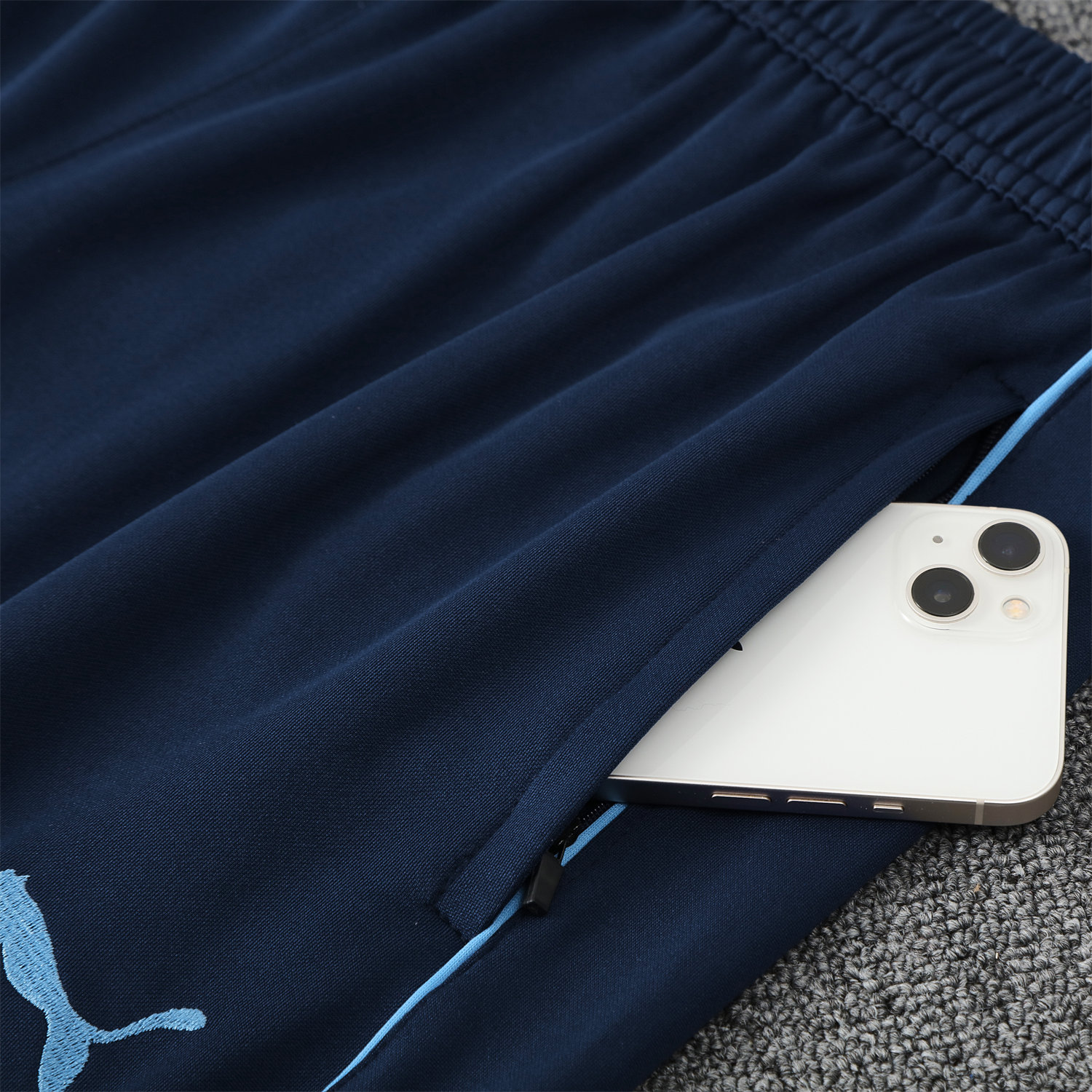 foot-Manchester City 25-26 POLO Short-Sleeve Training Set - Deep Blue Top and Pants