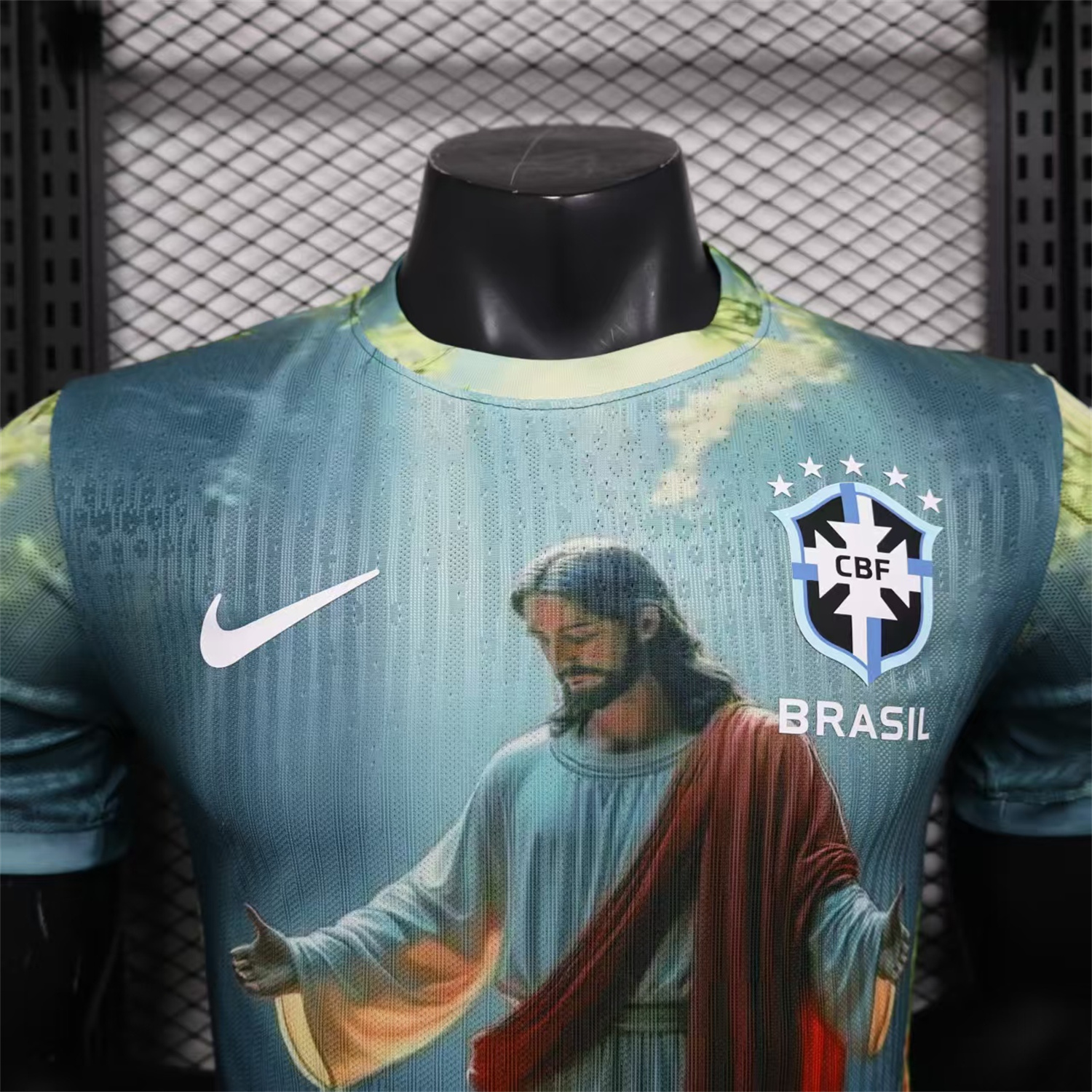 foot-Brazil 25-26 Praying to Jesus Special Green Jersey - Player Version