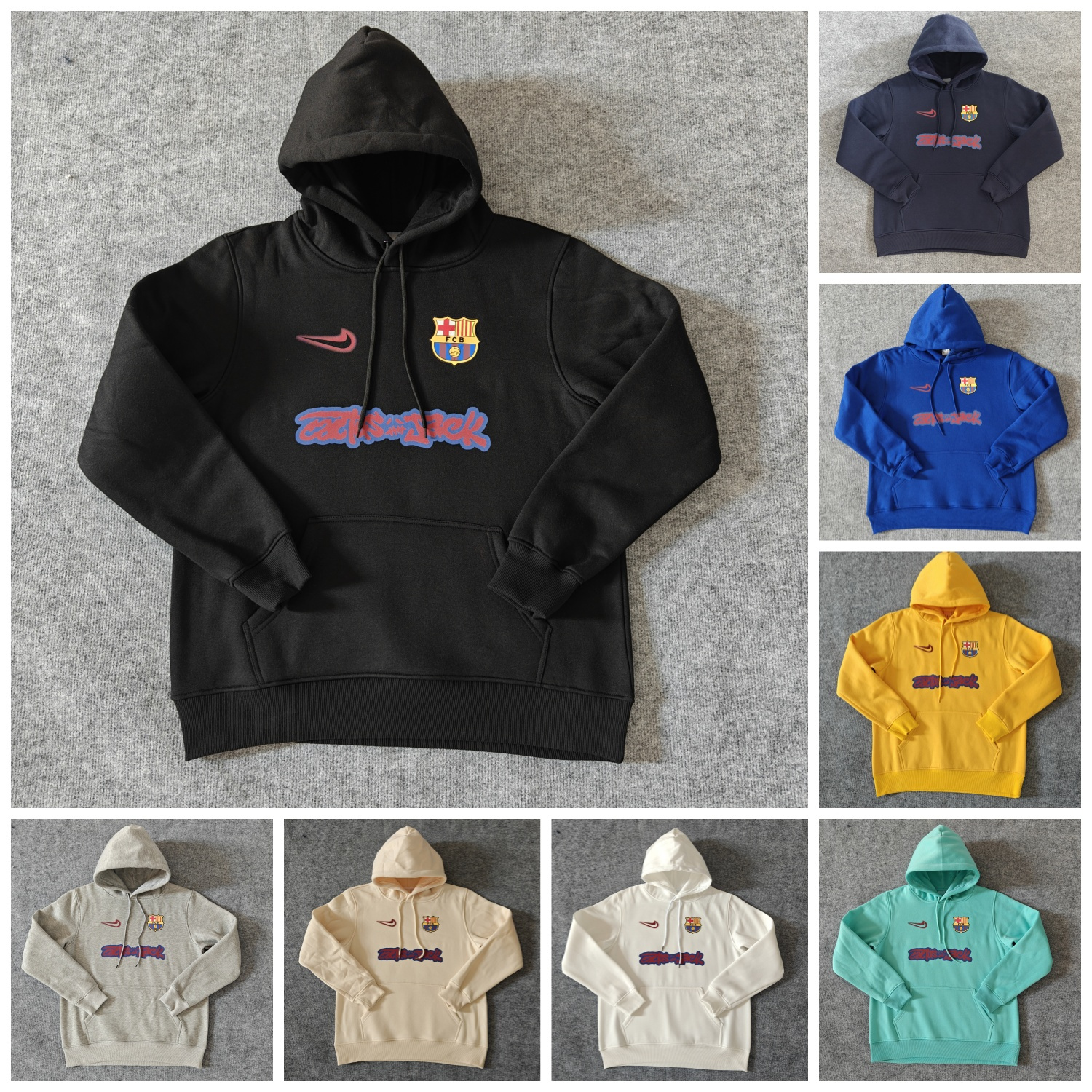 foot-Barcelona x Travis Scott Team Logo On Both Sides Unisex Pullover Hoodie