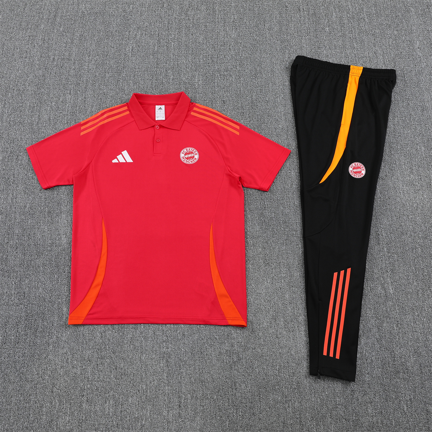 foot-Bayern Munich 25-26 POLO Short-Sleeve Training Set - Red Top and Black Pants